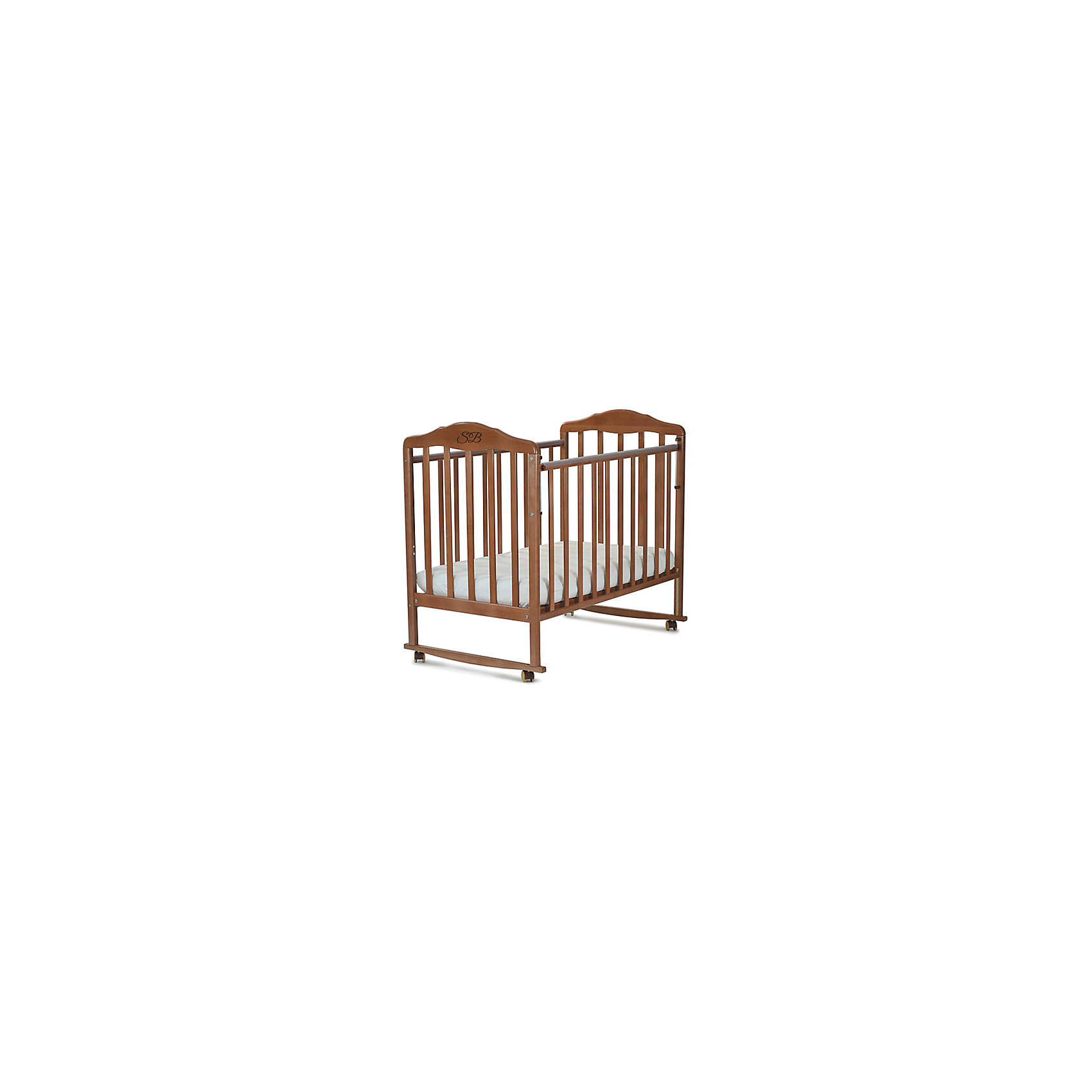 Кроватка Lorenzo Noce, Sweet Baby, орех Кроватка Lorenzo Noce, Sweet Baby, орехКроватки<br>Характеристики товара:<br><br>• цвет: орех<br>• колесики<br>• материал: дерево<br>• силиконовые накладки на бортики<br>• полозья для качания<br>• размер спального места: 120х60 см<br>• 2 уровня ложа<br><br>Кроватку Sweet Baby Lorenzo с комплектацией колёсо/качалка можно использовать в одном из 2-х вариантов – на качалке или прикрутить колёсики.<br><br>Округлые формы деталей не позволят Вашему малышу удариться, а передняя стенка особенно надежна и долговечна благодаря тому, что подвижна только верхняя планка.<br><br>Два уровня ложа позволяют менять глубину кроватки по мере роста малыша, опускаемая планка поможет без труда дотянуться до малыша в кроватке.<br><br>Расстояние между рейками не дает возможность ребенку застрять между ними во время сна.<br><br>Детская кровать Sweet Baby Lorenzo изготовлена из древесины березы, прочного и долговечного материала. <br><br>Кроватки для новорожденных SweetBaby обрабатываются нетоксичными лаками и красками, абсолютно безвредными для ребенка.<br><br>Кроватку Lorenzo Noce, Sweet Baby можно купить в нашем интернет-магазине.<br><br>Ширина мм: 710<br>Глубина мм: 150<br>Высота мм: 1240<br>Вес г: 19000<br>Возраст от месяцев: 0<br>Возраст до месяцев: 36<br>Пол: Унисекс<br>Возраст: Детский<br>SKU: 5583570