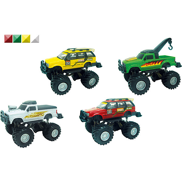 Металлическая машинка Monster Truck, 1:32, Autotime Металлическая машинка Monster Truck, 1:32, AutotimeМашинки<br>Металлическая машинка Monster Truck, 1:32, Autotime (Автотайм).<br><br>Характеристики:<br><br>• Масштаб 1:32<br>• Материал: металл, пластик<br>• Упаковка: картонная коробка блистерного типа<br>• ВНИМАНИЕ! Данный артикул представлен в различном цветовом исполнении. К сожалению, заранее выбрать определенный вариант невозможно. При заказе нескольких машинок возможно получение одинаковых<br><br>На дороге трудно найти машину, которая рискнет подрезать большой джип с яркой расцветкой и крутым принтом. Высокая подвеска возвышает Monster Truck над другими игрушечными автомобилями. Машинка обладает крупными колесами с протектором, которым не страшны любые неровности, встречающиеся на пути. Корпус машинки металлический с пластиковыми элементами. Этот внедорожник будет замечательным подарком, который обрадует любого мальчика.<br><br>Металлическую машинку Monster Truck, 1:32, Autotime (Автотайм) можно купить в нашем интернет-магазине.<br><br>Ширина мм: 350<br>Глубина мм: 120<br>Высота мм: 158<br>Вес г: 288<br>Возраст от месяцев: 36<br>Возраст до месяцев: 2147483647<br>Пол: Мужской<br>Возраст: Детский<br>SKU: 5583852