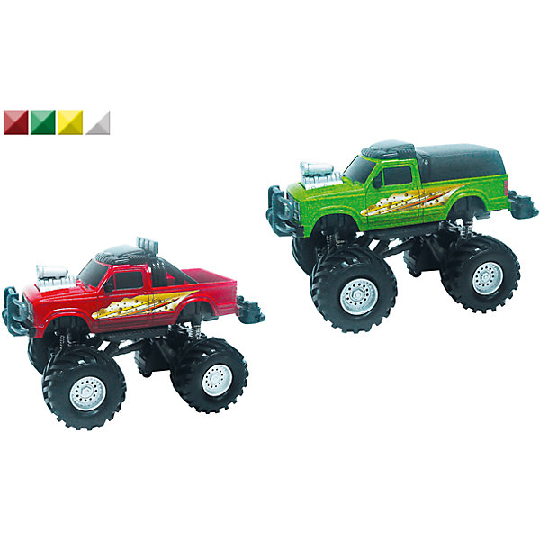 Машина Monster Truck, 1:32, со звуком, Autotime Машина Monster Truck, 1:32, со звуком, AutotimeМашинки<br>Машина Monster Truck, 1:32, со звуком, Autotime (Автотайм).<br><br>Характеристики:<br><br>• Масштаб 1:32<br>• Материал: металл, пластик<br>• Батарейки: 2xAG13 1.5V (входят в комплект)<br>• Упаковка: картонная коробка блистерного типа<br>• Размер упаковки: 17,5х9.5х11,5 см.<br>• ВНИМАНИЕ! Данный артикул представлен в различном цветовом исполнении. К сожалению, заранее выбрать определенный вариант невозможно. При заказе нескольких машинок возможно получение одинаковых<br><br>На дороге трудно найти машину, которая рискнет подрезать большой джип с яркой расцветкой и крутым принтом. Высокая подвеска возвышает Monster Truck над другими игрушечными автомобилями. Машинка обладает крупными колесами с протектором, которым не страшны любые неровности, встречающиеся на пути. Корпус машинки металлический с пластиковыми элементами. Машинка имеет инерционный механизм и звуковые эффекты. При нажатии на кнопку, расположенную на заднем бампере игрушки, раздаются звуки, имитирующие езду настоящей машины. Этот внедорожник будет замечательным подарком, который обрадует любого мальчика.<br><br>Машину Monster Truck, 1:32, со звуком, Autotime (Автотайм) можно купить в нашем интернет-магазине.<br><br>Ширина мм: 350<br>Глубина мм: 120<br>Высота мм: 158<br>Вес г: 288<br>Возраст от месяцев: 36<br>Возраст до месяцев: 2147483647<br>Пол: Мужской<br>Возраст: Детский<br>SKU: 5583853