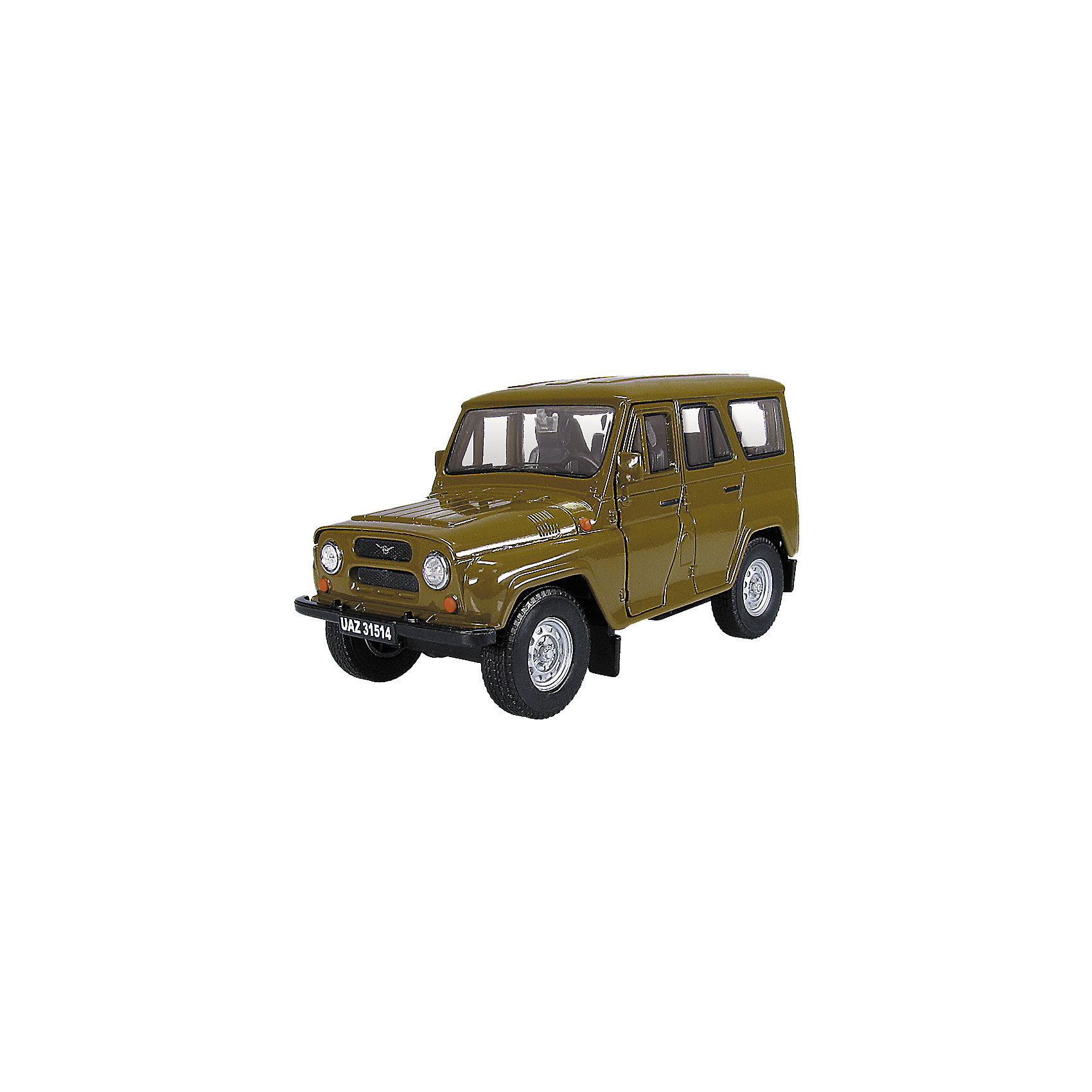 Машинка UAZ 31514 гражданская 1:36, Autotime Машинка UAZ 31514 гражданская 1:36, AutotimeМашинки<br>Машинка UAZ 31514 гражданская 1:36, Autotime (Автотайм).<br><br>Характеристики:<br><br>• Масштаб 1:36<br>• Длина машинки: 11,5 см.<br>• Цвет: хаки<br>• Материал: металл, пластик<br>• Упаковка: картонная коробка блистерного типа<br>• Размер упаковки: 16,5x5,7x7,2 см.<br><br>Машинка UAZ 31514 гражданская от Autotime (Автотайм) является уменьшенной копией настоящего автомобиля. UAZ 31514 - полноприводный автомобиль повышенной проходимости. Выпускался в 1993 - 2003 годах. Модель отличается высокой степенью детализации. Корпус машинки металлический с пластиковыми элементами. Передние двери открываются, что позволяет рассмотреть салон изнутри в деталях. Машинка оснащена инерционным механизмом. Машинка UAZ 31514 гражданская, выпущенная в русской серии бренда Autotime (Автотайм), станет хорошим подарком и ребенку, и коллекционеру моделей автомобилей.<br><br>Машинку UAZ 31514 гражданскую 1:36, Autotime (Автотайм) можно купить в нашем интернет-магазине.<br><br>Ширина мм: 165<br>Глубина мм: 57<br>Высота мм: 75<br>Вес г: 13<br>Возраст от месяцев: 36<br>Возраст до месяцев: 2147483647<br>Пол: Мужской<br>Возраст: Детский<br>SKU: 5583870
