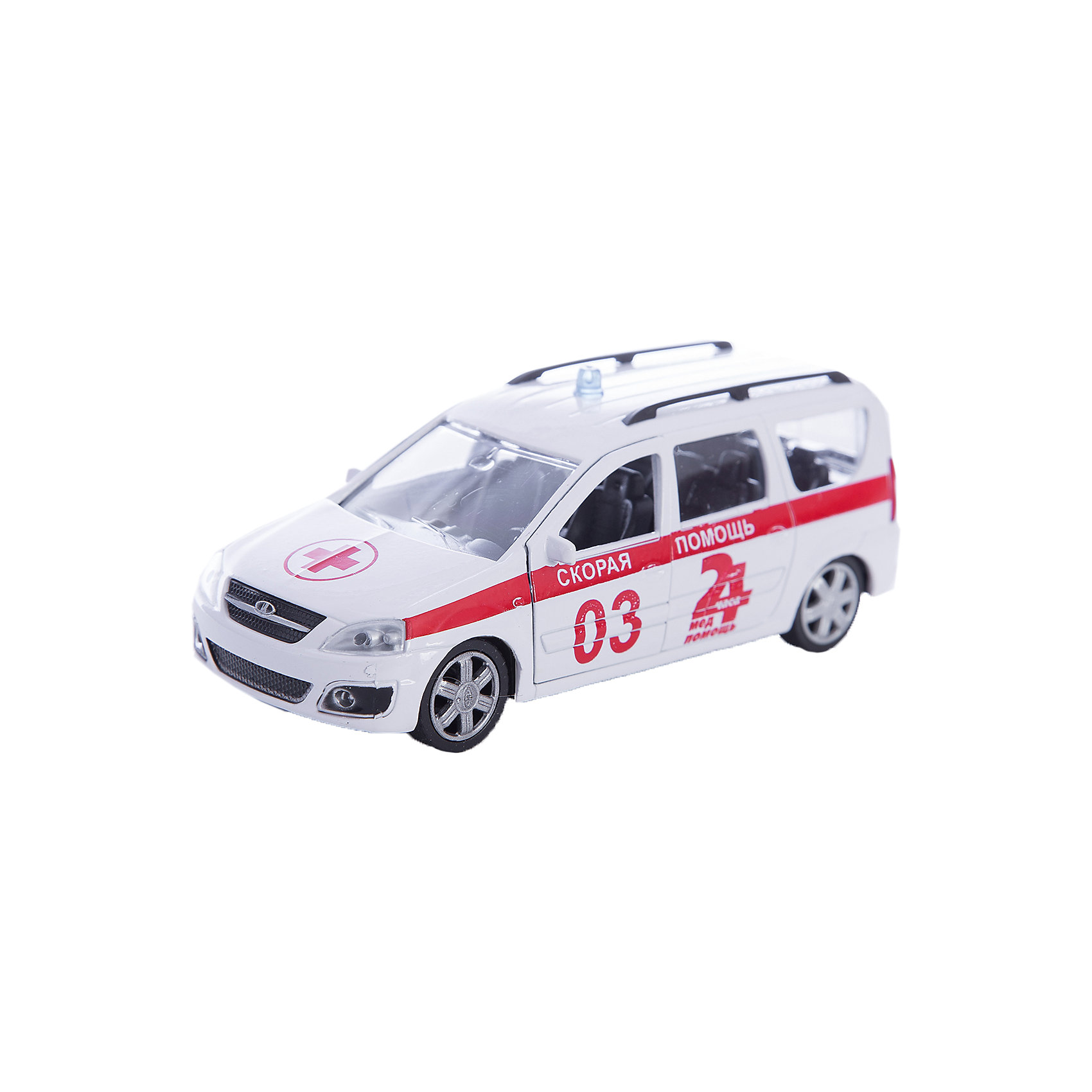 Машинка Lada Largus скорая помощь 1:38, Autotime Машинка Lada Largus скорая помощь 1:38, AutotimeМашинки<br>Машинка Lada Largus скорая помощь 1:38, Autotime (Автотайм).<br><br>Характеристики:<br><br>• Масштаб 1:38<br>• Цвет: белый<br>• Материал: металл, пластик<br>• Упаковка: картонная коробка блистерного типа<br>• Размер упаковки: 16,5x5,7x7,2 см.<br><br>Машинка Lada Largus скорая помощь от Autotime (Автотайм) является уменьшенной копией настоящего автомобиля. Модель отличается высокой степенью детализации. Корпус машинки металлический с пластиковыми элементами. Автомобиль очень реалистично раскрашен. Передние двери открываются, что позволяет рассмотреть салон изнутри в деталях. Машинка оснащена инерционным механизмом. Машинка Lada Largus скорая помощь, выпущенная в русской серии бренда Autotime (Автотайм), станет хорошим подарком и ребенку, и коллекционеру моделей автомобилей.<br><br>Машинку Lada Largus скорая помощь 1:38, Autotime (Автотайм) можно купить в нашем интернет-магазине.<br><br>Ширина мм: 165<br>Глубина мм: 57<br>Высота мм: 75<br>Вес г: 13<br>Возраст от месяцев: 36<br>Возраст до месяцев: 2147483647<br>Пол: Мужской<br>Возраст: Детский<br>SKU: 5583880