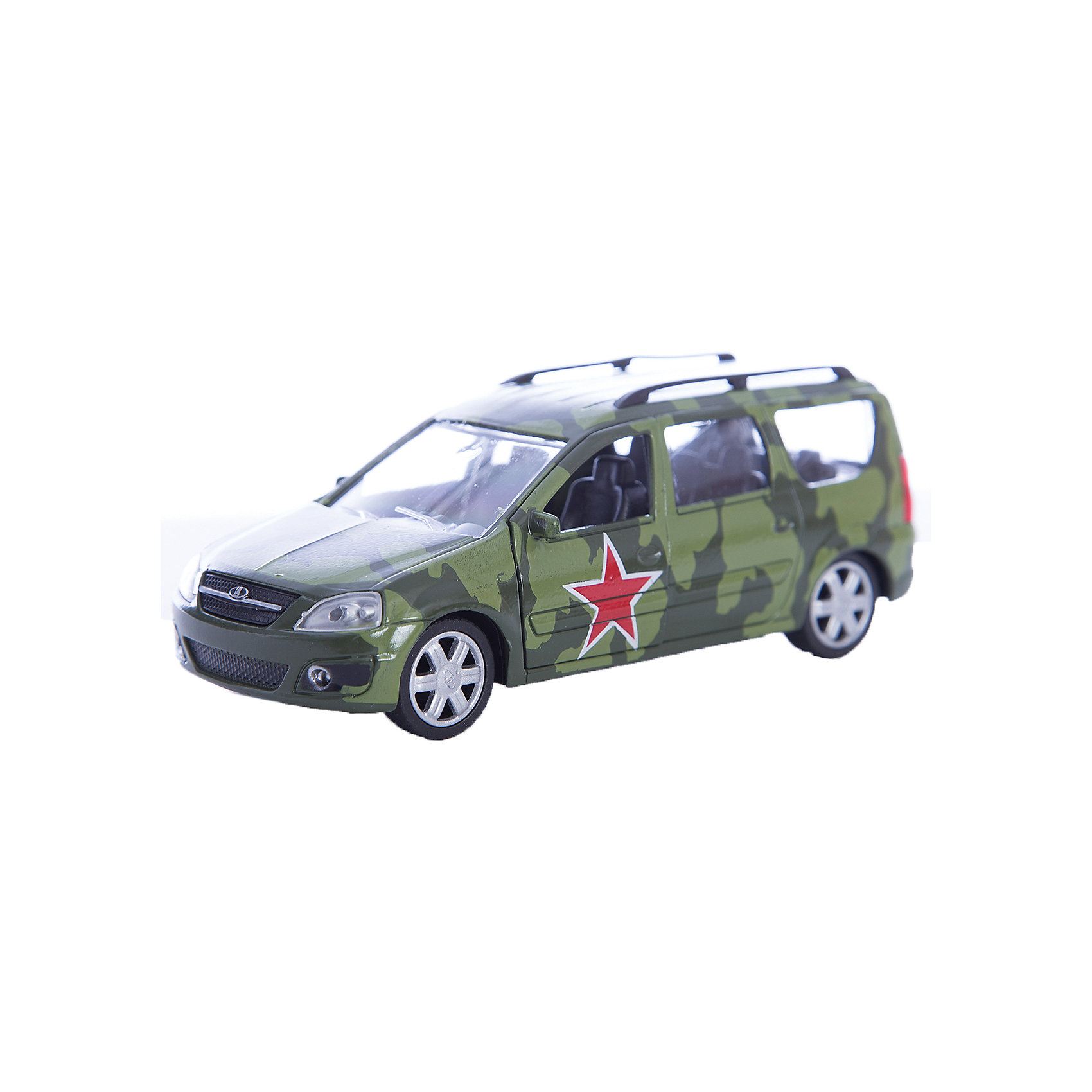 Машинка Lada Largus армейская 1:38, Autotime Машинка Lada Largus армейская 1:38, AutotimeМашинки<br>Машинка Lada Largus армейская 1:38, Autotime (Автотайм).<br><br>Характеристики:<br><br>• Масштаб 1:38<br>• Цвет: лесной камуфляж<br>• Материал: металл, пластик<br>• Упаковка: картонная коробка блистерного типа<br>• Размер упаковки: 16,5x5,7x7,2 см.<br><br>Машинка Lada Largus армейская от Autotime (Автотайм) является уменьшенной копией настоящего автомобиля. Модель отличается высокой степенью детализации. Корпус машинки металлический с пластиковыми элементами. Автомобиль очень реалистично раскрашен. Передние двери открываются, что позволяет рассмотреть салон изнутри в деталях. Машинка оснащена инерционным механизмом. Машинка Lada Largus армейская, выпущенная в русской серии бренда Autotime (Автотайм), станет хорошим подарком и ребенку, и коллекционеру моделей автомобилей.<br><br>Машинку Lada Largus армейскую 1:38, Autotime (Автотайм) можно купить в нашем интернет-магазине.<br><br>Ширина мм: 165<br>Глубина мм: 57<br>Высота мм: 75<br>Вес г: 13<br>Возраст от месяцев: 36<br>Возраст до месяцев: 2147483647<br>Пол: Мужской<br>Возраст: Детский<br>SKU: 5583882