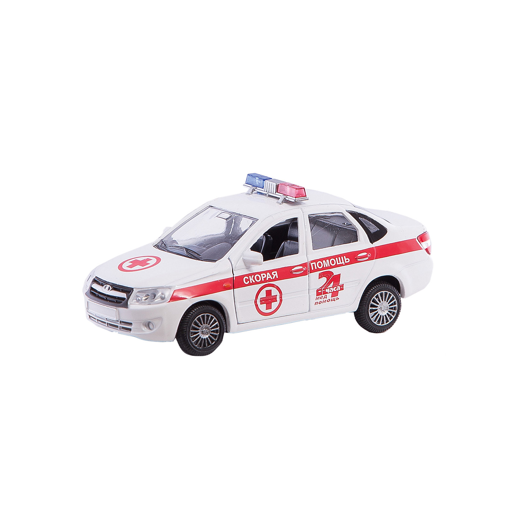 Машинка Lada Granta скорая помощь 1:36, Autotime Машинка Lada Granta скорая помощь 1:36, AutotimeМашинки<br>Характеристики товара:<br><br>• цвет: белый<br>• возраст: от 3 лет<br>• материал: металл, пластик<br>• размер: 16,5х7,х5,7 см<br>• вес: 100 г<br>• масштаб: 1:36<br>• колеса вращаются<br>• хорошая детализация<br>• открываются двери<br>• страна бренда: Россия<br>• страна производства: Китай<br><br>Коллекционная машинка LADA GRANTA скорая помощь от бренда AUTOTIME станет отличным подарком для мальчика. Подробная детализация машинки порадует увлеченного коллекционера, а открывающиеся двери и свободно вращающиеся колеса придутся по душе юному владельцу игрушечного гаража. Эта игрушка подарит восторг и радость вашему ребенку. <br><br>Игрушка также воздействует на наглядно-образное мышление, логическое мышление, развивает мелкую моторику. Изделие выполнено из сертифицированных материалов, безопасных для детей.<br><br>Машинку «Lada Granta» скорая помощь от бренда AUTOTIME можно купить в нашем интернет-магазине.<br><br>Ширина мм: 165<br>Глубина мм: 57<br>Высота мм: 75<br>Вес г: 13<br>Возраст от месяцев: 36<br>Возраст до месяцев: 2147483647<br>Пол: Мужской<br>Возраст: Детский<br>SKU: 5583889