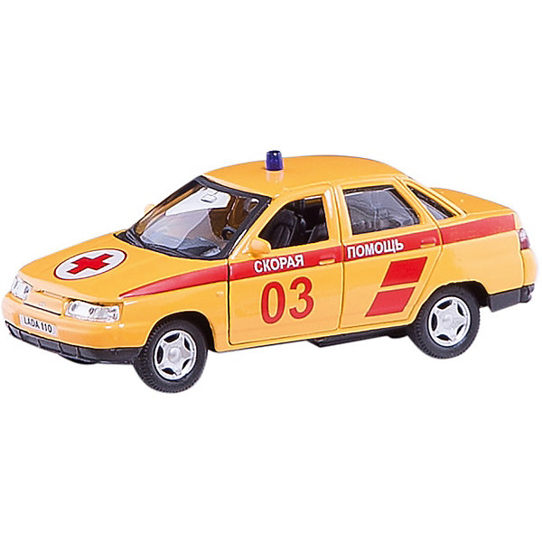 Машинка Lada 110 скорая помощь 1:36, Autotime Машинка Lada 110 скорая помощь 1:36, AutotimeМашинки<br>Характеристики товара:<br><br>• цвет: желтый<br>• материал: металл, пластик<br>• размер: 16,5х7,х5,7 см<br>• вес: 100 г<br>• масштаб: 1:36<br>• прочный материал<br>• хорошая детализация<br>• открываются двери<br>• страна бренда: Россия<br>• страна производства: Китай<br><br>Коллекционная машинка LADA 110 скорая помощь от бренда AUTOTIME станет отличным подарком для мальчика. Подробная детализация машинки порадует увлеченного коллекционера, а открывающиеся двери и свободно вращающиеся колеса придутся по душе юному владельцу игрушечного гаража. Эта игрушка подарит восторг и радость вашему ребенку. <br><br>Игрушка также воздействует на наглядно-образное мышление, логическое мышление, развивает мелкую моторику. Изделие выполнено из сертифицированных материалов, безопасных для детей.<br><br>Машинку «Lada 110» скорая помощь от бренда AUTOTIME можно купить в нашем интернет-магазине.<br><br>Ширина мм: 165<br>Глубина мм: 57<br>Высота мм: 75<br>Вес г: 13<br>Возраст от месяцев: 36<br>Возраст до месяцев: 2147483647<br>Пол: Мужской<br>Возраст: Детский<br>SKU: 5583929