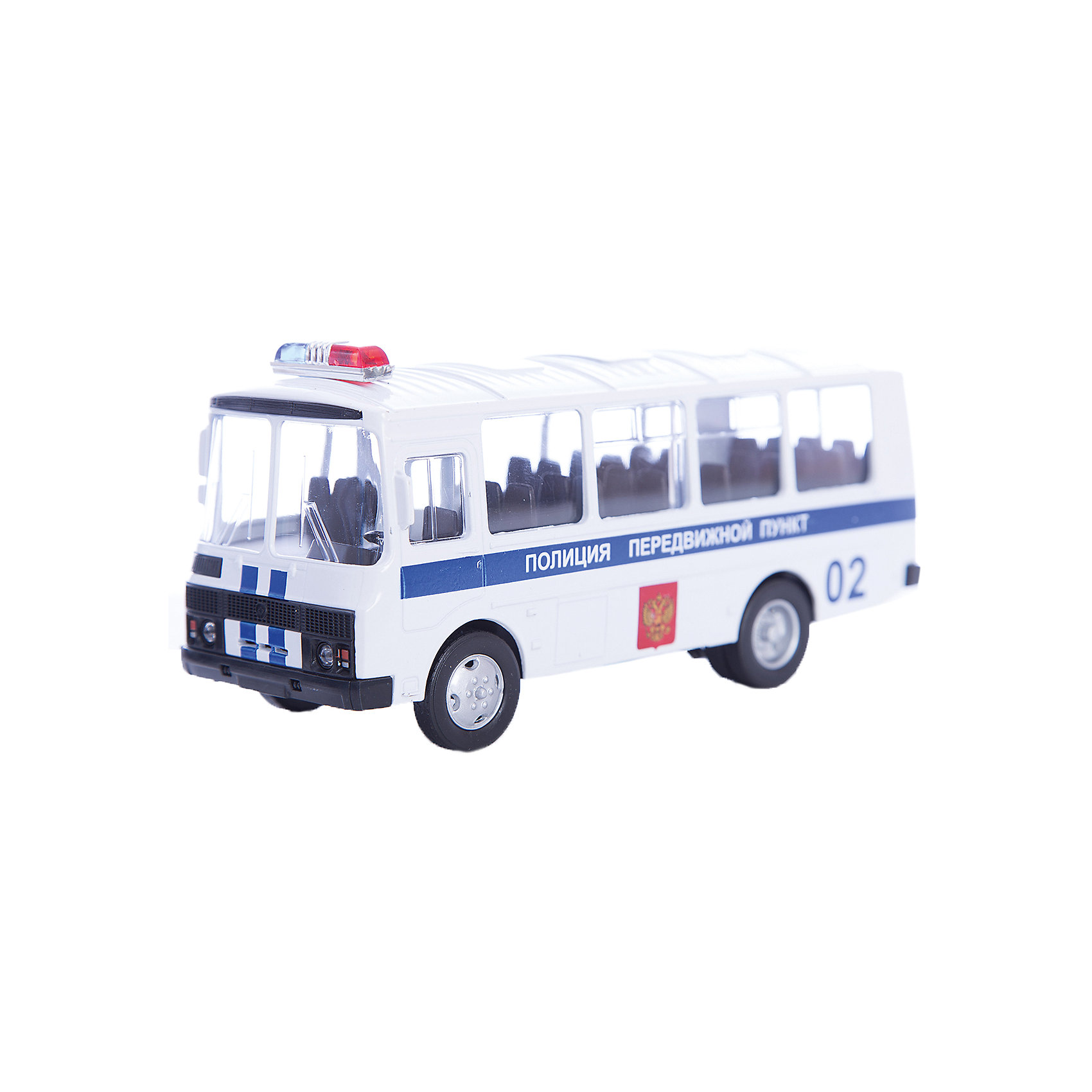 Машинка ПАЗ-32053 полиция 1:43, Autotime Машинка ПАЗ-32053 полиция 1:43, AutotimeМашинки<br>Характеристики товара:<br><br>• цвет: белый<br>• материал: металл, пластик<br>• размер упаковки: 22х7х17 см<br>• вес: 100 г<br>• масштаб: 1:43<br>• хорошая детализация<br>• вращаются колеса<br>• коллекционная<br>• страна бренда: Россия<br>• страна производства: Китай<br><br>Металлическая машинка ПАЗ-32053 от бренда AUTOTIME придется по душе мальчикам. Это идеальный подарок для ценителя и коллекционера автомобилей, которые выполнены с подробной детализацией. Игрушка является настоящей копией автобуса. Колеса машинки вращаются. Поэтому она может стать и частью коллекции, и выступать отдельной игрушкой.<br><br>Машинка может выполнять сразу несколько функций: развлекать ребенка, помогать вырабатывать практические качества: ловкость, координацию, мелкую моторику. Также в процессе увлекательной игры развивается фантазия ребенка. Изделие выполнено из сертифицированных материалов, безопасных для детей.<br><br>Машинку ПАЗ-32053 полиция от бренда AUTOTIME можно купить в нашем интернет-магазине.<br><br>Ширина мм: 165<br>Глубина мм: 57<br>Высота мм: 75<br>Вес г: 13<br>Возраст от месяцев: 36<br>Возраст до месяцев: 2147483647<br>Пол: Мужской<br>Возраст: Детский<br>SKU: 5583981