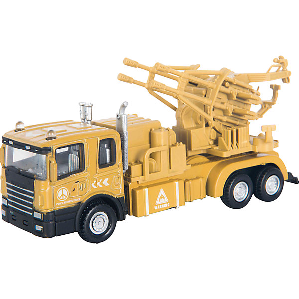 Машинка Military Transporter с зенитной установкой 1:48, Autotime Машинка Military Transporter с зенитной установкой 1:48, AutotimeМашинки<br>Характеристики товара:<br><br>• цвет: желтый<br>• возраст: от 3 лет<br>• материал: металл, пластик<br>• масштаб: 1:48<br>• колеса вращаются<br>• размер упаковки: 16х6х7 см<br>• вес с упаковкой: 100 г<br>• страна бренда: Россия, Китай<br>• страна изготовитель: Китай<br><br>Такая отлично детализированная машинка является коллекционной моделью. Окна - прозрачные, поэтому через них можно увидеть салон.<br><br>Сделана машинка из прочного и безопасного материала. Модель с зенитной установкой .<br><br>Машинку «Military Transporter» с зенитной установкой 1:48, Autotime (Автотайм) можно купить в нашем интернет-магазине.<br><br>Ширина мм: 165<br>Глубина мм: 57<br>Высота мм: 75<br>Вес г: 13<br>Возраст от месяцев: 36<br>Возраст до месяцев: 2147483647<br>Пол: Мужской<br>Возраст: Детский<br>SKU: 5584057