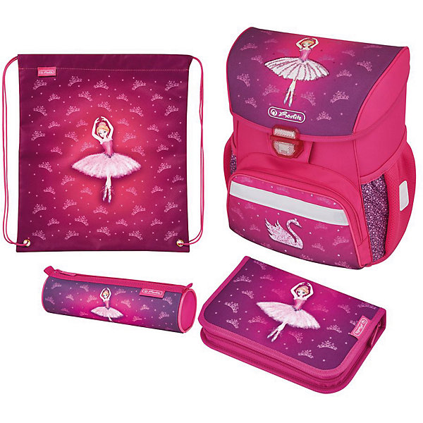 Ранец HerlitzLOOP PLUS Ballerina, с наполнением Ранец HerlitzLOOP PLUS Ballerina, с наполнениемРанцы<br>Ранец LOOP PLUS Ballerina с наполнением<br> - пенал с наполнением 16 предметов<br>- пенал-косметичка<br>- мешок для обуви<br>размер ранца 37х31х24см <br>-полиэстер<br>- замок-защелка легко открывается и закрывается благодаря специальному клапану,<br>- 2 внутренних отделения<br>- расписание уроков под крышкой ранца<br>- передний наружный карман на «молнии»<br>- водоотталкивающая ткань<br>- светоотражатели 3M на переднем кармане, боковых карманах и лямках<br>- прочное пластиковое дно защищающие от загрязнения<br>- 2 боковых кармана на резиночке<br>- эргономичная спинка и уплотненные регулируемые лямки из вентилируемого материала.<br>вес менее 1000 гр вмещает А4 лямки настраиваются под рост ребенка<br><br>Ширина мм: 310<br>Глубина мм: 370<br>Высота мм: 240<br>Вес г: 1180<br>Возраст от месяцев: 72<br>Возраст до месяцев: 120<br>Пол: Женский<br>Возраст: Детский<br>SKU: 5595053