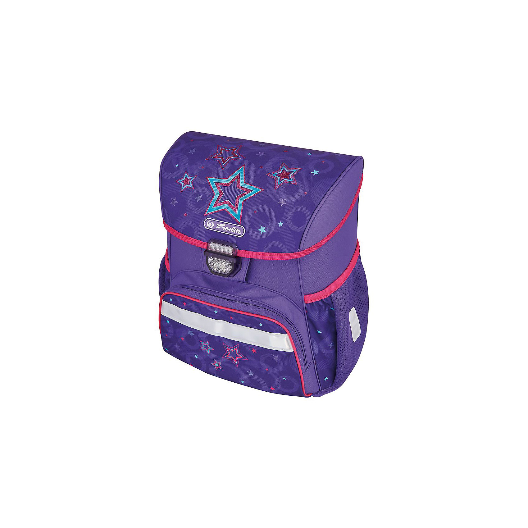 Herlitz Ранец LOOP Stars, без наполнения Herlitz Ранец LOOP Stars, без наполненияРанцы<br>Ранец LOOP Stars без наполнения<br>Описание:<br>размер 37х31х24см <br>-полиэстер<br>- замок-защелка легко открывается и закрывается благодаря специальному клапану,<br>- 2 внутренних отделения<br>- расписание уроков под крышкой ранца<br>- передний наружный карман на «молнии»<br>- водоотталкивающая ткань<br>- светоотражатели 3M на переднем кармане, боковых карманах и лямках<br>- прочное пластиковое дно защищающие от загрязнения<br>- 2 боковых кармана на резиночке<br>- эргономичная спинка и уплотненные регулируемые лямки из вентилируемого материала.<br>вес 850г вмещает А4 лямки настраиваются под рост ребенка<br><br>Ширина мм: 310<br>Глубина мм: 370<br>Высота мм: 240<br>Вес г: 890<br>Возраст от месяцев: 72<br>Возраст до месяцев: 120<br>Пол: Женский<br>Возраст: Детский<br>SKU: 5595058