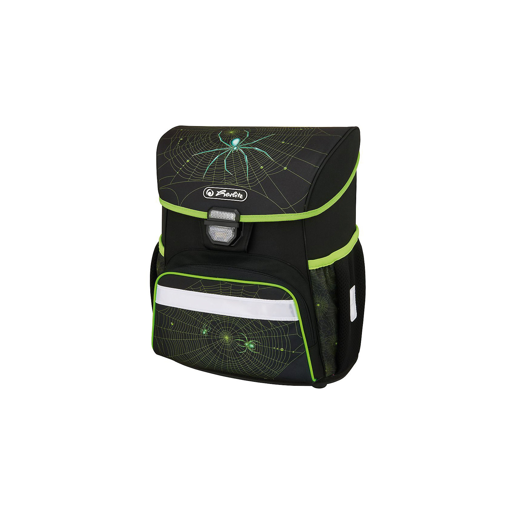 Herlitz Ранец LOOP Spider, без наполнения Herlitz Ранец LOOP Spider, без наполненияРанцы<br>Ранец LOOP Spider без наполнения<br>Описание:<br>размер 37х31х24см <br>-полиэстер<br>- замок-защелка легко открывается и закрывается благодаря специальному клапану,<br>- 2 внутренних отделения<br>- расписание уроков под крышкой ранца<br>- передний наружный карман на «молнии»<br>- водоотталкивающая ткань<br>- светоотражатели 3M на переднем кармане, боковых карманах и лямках<br>- прочное пластиковое дно защищающие от загрязнения<br>- 2 боковых кармана на резиночке<br>- эргономичная спинка и уплотненные регулируемые лямки из вентилируемого материала.<br>вес 850 гр вмещает А4 лямки настраиваются под рост ребенка<br><br>Ширина мм: 310<br>Глубина мм: 370<br>Высота мм: 240<br>Вес г: 890<br>Возраст от месяцев: 72<br>Возраст до месяцев: 120<br>Пол: Мужской<br>Возраст: Детский<br>SKU: 5595060