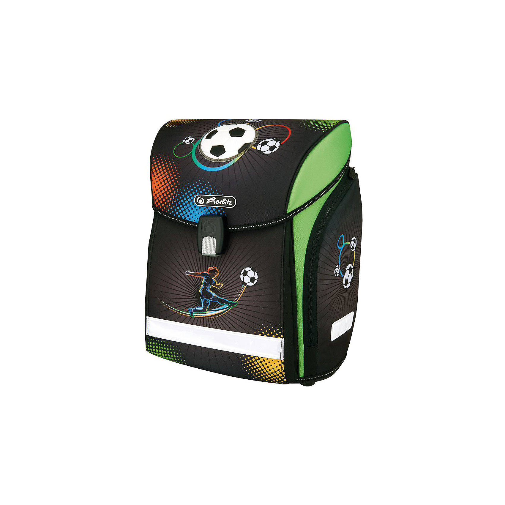Herlitz Ранец MIDI NEW Soccer, без наполнения Herlitz Ранец MIDI NEW Soccer, без наполненияРанцы<br>Ранец NEW MIDI Soccer без наполнения<br>- полиэстер<br>размер 38х32х26см <br>- Новый магнитный замок Fidlock;<br>- 2 внутренних отделения с карманом для учебников,<br>- 1 внутренний карман на молнии,<br>- расписание уроков,<br>- дно из жесткого пластика,<br>- Удобный, интегрированный передний карман в корпус ранца.<br>- водоотталкивающая ткань,<br>- светоотражатели 3M на переднем кармане, боковых карманах и лямках, на крышке ранца светоотражающий кант<br>- 2 просторных боковых кармана на молнии,<br>- эргономичная спинка и уплотненные регулируемые лямки из вентилируемого материала, <br>вес 850 гр вмещает А4 лямки настраиваются под рост ребенка<br><br>Ширина мм: 370<br>Глубина мм: 380<br>Высота мм: 220<br>Вес г: 1100<br>Возраст от месяцев: 72<br>Возраст до месяцев: 120<br>Пол: Мужской<br>Возраст: Детский<br>SKU: 5595068