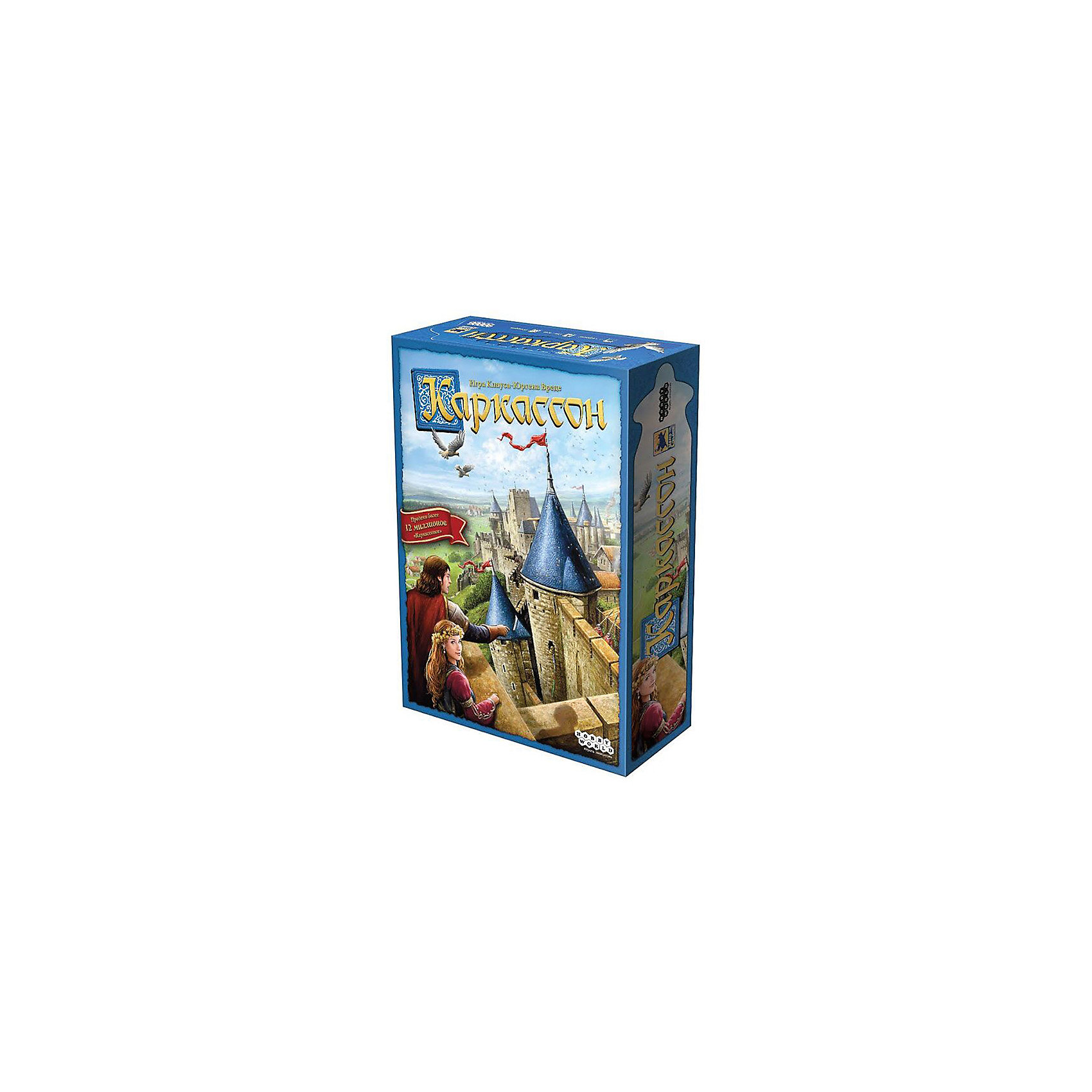 Игра Каркассон, Hobby World Игра Каркассон, Hobby WorldНастольные игры<br>Характеристики товара:<br><br>• возраст: от 8 лет;<br>• материал: картон;<br>• количество игроков: 2-5 человек;<br>• время игры: 30-60 минут;<br>• в комплекте: 135 карт, 4 дорожки подсчета очков, 10 фишек подданных, 5 сундуков, 5 жетонов, правила игры;<br>• размер упаковки 27,7х19,4х6,4 см;<br>• вес упаковки 635 гр.;<br>• страна производитель: Россия.<br><br>Игра «Каркассон» Hobby World позволит увлекательно провести время в компании. В процессе игры игроки выстраивают свои владения, используя карты с дорогами, замками и т. д. Карточки устанавливаются так, чтобы изображение на ней совпадало с границей предыдущей карты. Подданные помогают расширить владения. За подданных начисляются очки. В конце игры надо набрать как можно больше баллов.<br><br>Игру «Каркассон» Hobby World можно приобрести в нашем интернет-магазине.<br><br>Ширина мм: 277<br>Глубина мм: 194<br>Высота мм: 64<br>Вес г: 635<br>Возраст от месяцев: 96<br>Возраст до месяцев: 2147483647<br>Пол: Унисекс<br>Возраст: Детский<br>SKU: 5597223