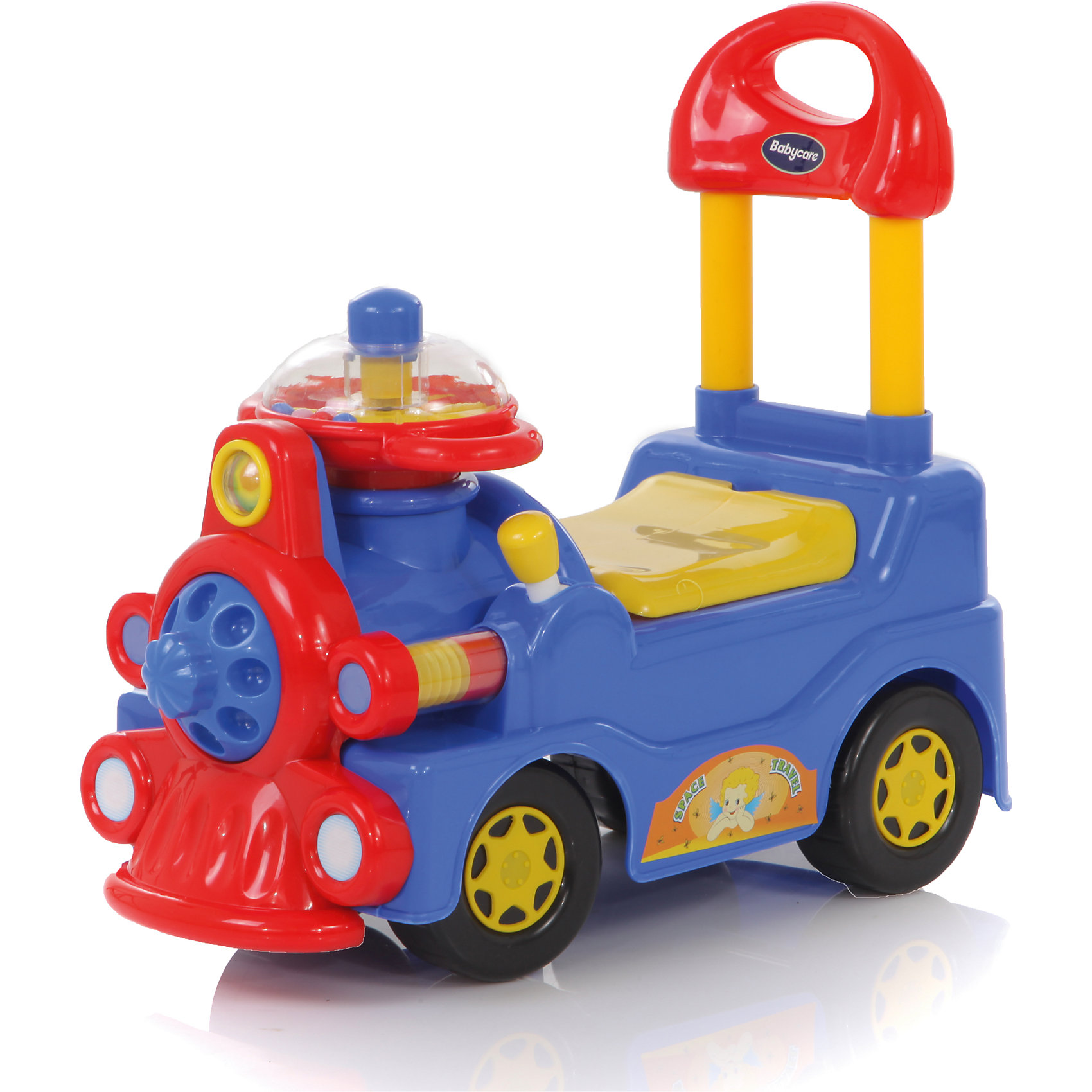 Каталка Train, синяя, Baby Care Каталка Train, синяя, Baby CareМашинки-каталки<br>Характеристики товара:<br><br>• возраст от 1 года;<br>• материал: пластик;<br>• размер упаковки 57х27х51 см;<br>• вес упаковки 3 кг;<br>• страна производитель: Китай.<br><br>Каталка Train Baby Care синяя выполнена в виде паровозика с рулем, колесиками и удобным сидением со спинкой. Когда малыш только учится ходить, он может, держась за спинку сидения, делать свои первые шаги и будет учиться держать равновесие самостоятельно. Детишки постарше используют каталку как необычное транспортное средство и ездят, отталкиваясь ножками от земли. Так малыш учится координировать движения, укрепляет ноги. Руль каталки оснащен рычажками, нажимая на которые издаются звуки. Каталка выполнена из прочного пластика, безопасного для детей.<br><br>Каталку Train Baby Care синюю можно приобрести в нашем интернет-магазине.<br><br>Ширина мм: 570<br>Глубина мм: 270<br>Высота мм: 510<br>Вес г: 3000<br>Возраст от месяцев: 12<br>Возраст до месяцев: 48<br>Пол: Унисекс<br>Возраст: Детский<br>SKU: 5614432
