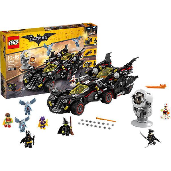 LEGO Batman Movie 70917: Крутой Бэтмобиль LEGO Batman Movie 70917: Крутой БэтмобильКонструкторы Лего<br>Характеристики товара: <br><br>• возраст: от 10 лет;<br>• материал: пластик;<br>• в комплекте: 1456 деталей, 8 минифигурок, набор наклеек;<br>• размер упаковки: 58,2х37,8х8,7 см;<br>• вес упаковки: 1,96 кг;<br>• страна производитель: Китай.<br><br>Конструктор Lego Batman Movie «Крутой Бэтмобиль» из серии Lego Batman, посвященной известному супергерою. Из деталей собирается транспортное средство известного супергероя Бэтмобиль. Только вот это не одно транспортное средство, а сразу целых 4 — бэтмобиль, мотоцикл, самолет и танк. Каждое из них стреляет снарядами. Также предстоит собрать установку с бэтсигналом, которая вращается вокруг своей оси и светится. <br><br>Конструктор Lego Batman Movie «Крутой Бэтмобиль» можно приобрести в нашем интернет-магазине.<br><br>Ширина мм: 583<br>Глубина мм: 378<br>Высота мм: 96<br>Вес г: 1959<br>Возраст от месяцев: 120<br>Возраст до месяцев: 192<br>Пол: Мужской<br>Возраст: Детский<br>SKU: 5620005
