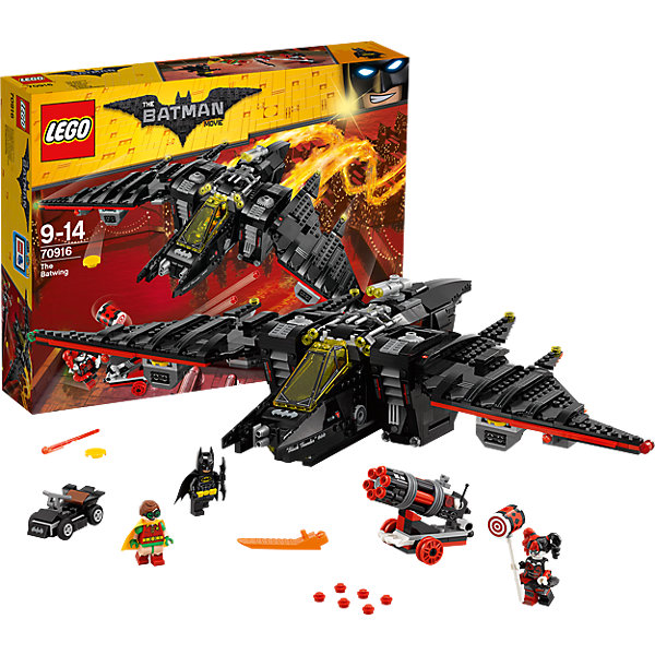 LEGO Batman Movie 70916: Бэтмолёт LEGO Batman Movie 70916: БэтмолётПластмассовые конструкторы<br>Характеристики товара: <br><br>• возраст: от 9 лет;<br>• материал: пластик;<br>• в комплекте: 1053 детали, 3 минифигурки;<br>• размер упаковки: 48х37,8х9,4 см;<br>• вес упаковки: 1,59 кг;<br>• страна производитель: Китай.<br><br>Конструктор Lego Batman Movie «Бэтмолет» из серии Lego Batman, посвященной известному супергерою. Из деталей собирается мощный летательный Бэтмолет. Внутри кабины размещаются 2 фигурки. Широкие крылья подвижны и могут опускаться вертикально земле. Под каждым крылом находятся шутеры, стреляющие снарядами. По обеим сторонам вращающиеся одновременно ускорители. <br><br>Конструктор Lego Batman Movie «Бэтмолет» можно приобрести в нашем интернет-магазине.<br><br>Ширина мм: 481<br>Глубина мм: 375<br>Высота мм: 101<br>Вес г: 1592<br>Возраст от месяцев: 108<br>Возраст до месяцев: 168<br>Пол: Мужской<br>Возраст: Детский<br>SKU: 5620006