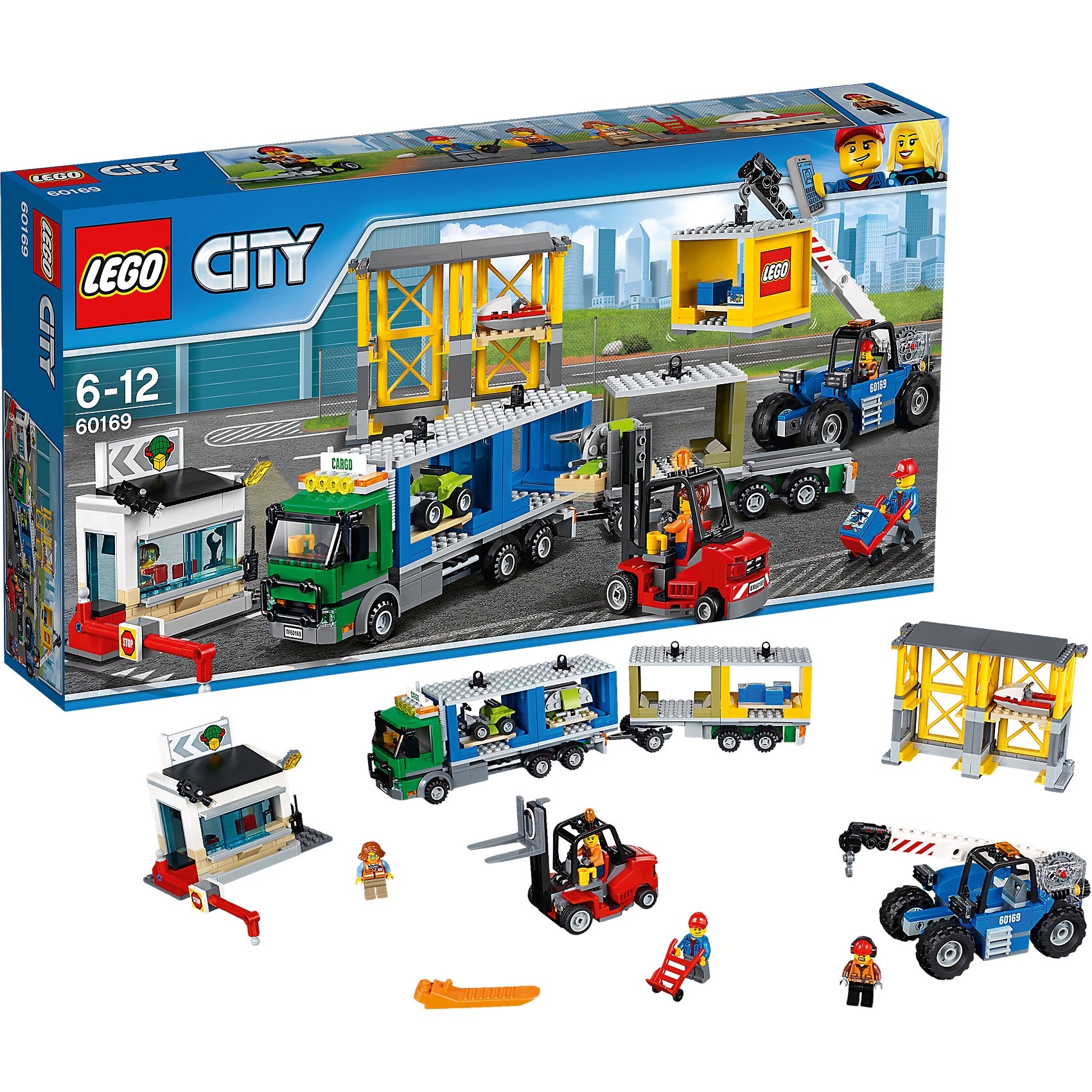 LEGO City 60169: Грузовой терминал LEGO City 60169: Грузовой терминалПластмассовые конструкторы<br><br><br>Ширина мм: 539<br>Глубина мм: 281<br>Высота мм: 96<br>Вес г: 1406<br>Возраст от месяцев: 72<br>Возраст до месяцев: 144<br>Пол: Мужской<br>Возраст: Детский<br>SKU: 5620030
