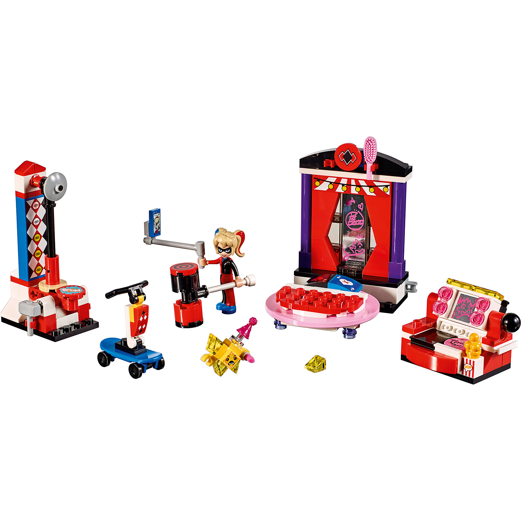 Конструктор Lego DC Super Girls 41236: Дом Харли Квинн Конструктор Lego DC Super Girls 41236: Дом Харли КвиннПластмассовые конструкторы<br>Характеристики товара:<br><br>• возраст: от 7 лет;<br>• материал: пластик;<br>• в комплекте: 176 деталей;<br>• количество минифигурок: 1<br>• размер кровати: 9х6х3 см;<br>• размер дивана: 4х4х4 см;<br>• размер измерителя силы: 9х4х4 см;<br>• размер упаковки: 20,5х19,1х6,1 см;<br>• вес упаковки: 265 гр.;<br>• страна производитель: Китай.<br><br>Конструктор Lego DC Super Girls «Дом Харли Квинн» создан по мотивам вселенной DC Comics. Из деталей конструктора предстоит собрать фигурку известной героини Харли Квинн и ее домик. В домике можно встретить не только предметы интерьера, но и игру «Кто сильнее».<br><br>С известной супергероиней девочка сможет придумать свои собственные сюжеты для игры. Сборка конструктора развивает у детей внимательность, усидчивость, мелкую моторику рук.<br><br>Конструктор Lego DC Super Girls «Дом Харли Квинн» можно приобрести в нашем интернет-магазине.<br><br>Ширина мм: 205<br>Глубина мм: 191<br>Высота мм: 61<br>Вес г: 252<br>Возраст от месяцев: 84<br>Возраст до месяцев: 2147483647<br>Пол: Женский<br>Возраст: Детский<br>SKU: 5620038