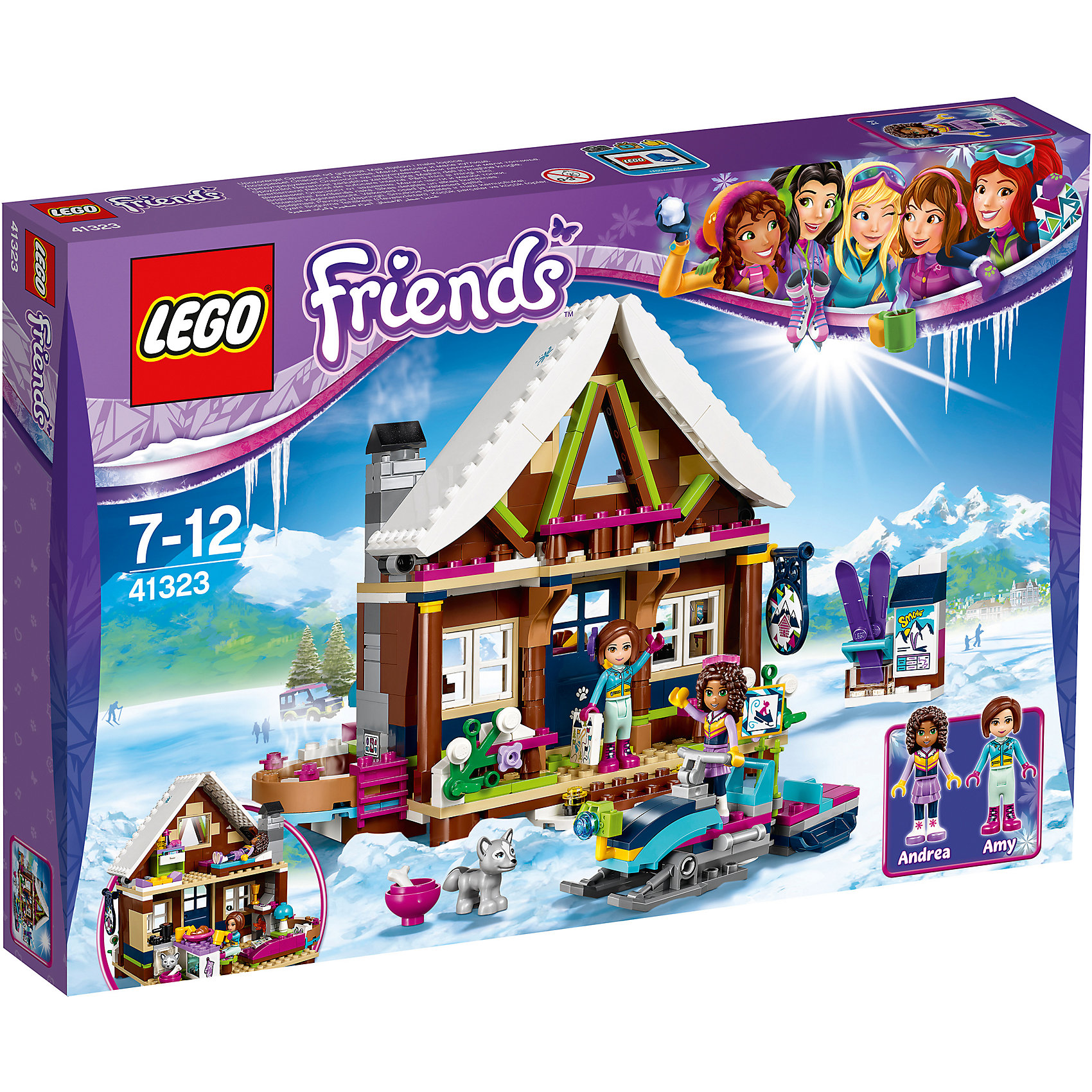 LEGO Friends 41323: Горнолыжный курорт: шале LEGO Friends 41323: Горнолыжный курорт: шалеПластмассовые конструкторы<br><br><br>Ширина мм: 378<br>Глубина мм: 261<br>Высота мм: 63<br>Вес г: 660<br>Возраст от месяцев: 84<br>Возраст до месяцев: 144<br>Пол: Женский<br>Возраст: Детский<br>SKU: 5620043