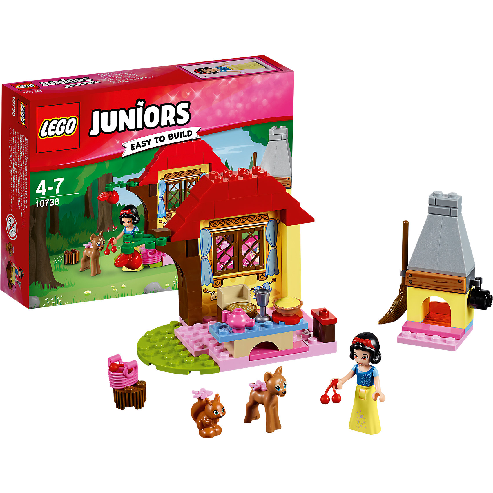LEGO Juniors 10738: Лесной домик Белоснежки LEGO Juniors 10738: Лесной домик БелоснежкиПластмассовые конструкторы<br><br><br>Ширина мм: 193<br>Глубина мм: 142<br>Высота мм: 50<br>Вес г: 153<br>Возраст от месяцев: 48<br>Возраст до месяцев: 84<br>Пол: Мужской<br>Возраст: Детский<br>SKU: 5620066