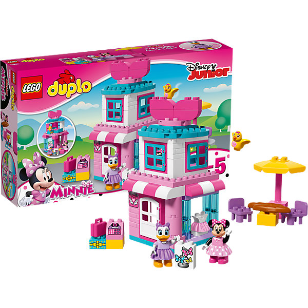 LEGO DUPLO 10844: Магазинчик Минни Маус LEGO DUPLO 10844: Магазинчик Минни МаусКонструкторы для малышей<br>Характеристики товара: <br><br>• возраст: от 2 лет;<br>• материал: пластик;<br>• в комплекте: 70 деталей, 2 минифигурки, фигурка птички;<br>• размер упаковки: 48х28,2х9,1 см;<br>• вес упаковки: 985 гр.;<br>• страна производитель: Китай.<br><br>Конструктор Lego Duplo «Магазинчик Минни Маус» позволит собрать розовый магазинчик любимой героини Минни. Минни продает в своем магазинчике заколочки, бантики и наряды. На втором этаже расположена спальня Минни, где она отдыхает после работы. Иногда в гости к ней заходит ее подружка Дейзи Дак, и вместе они пьют чай возле дома под зонтиком.<br><br>Конструктор Lego Duplo «Магазинчик Минни Маус» можно приобрести в нашем интернет-магазине.<br><br>Ширина мм: 482<br>Глубина мм: 284<br>Высота мм: 96<br>Вес г: 983<br>Возраст от месяцев: 24<br>Возраст до месяцев: 2147483647<br>Пол: Мужской<br>Возраст: Детский<br>SKU: 5620070