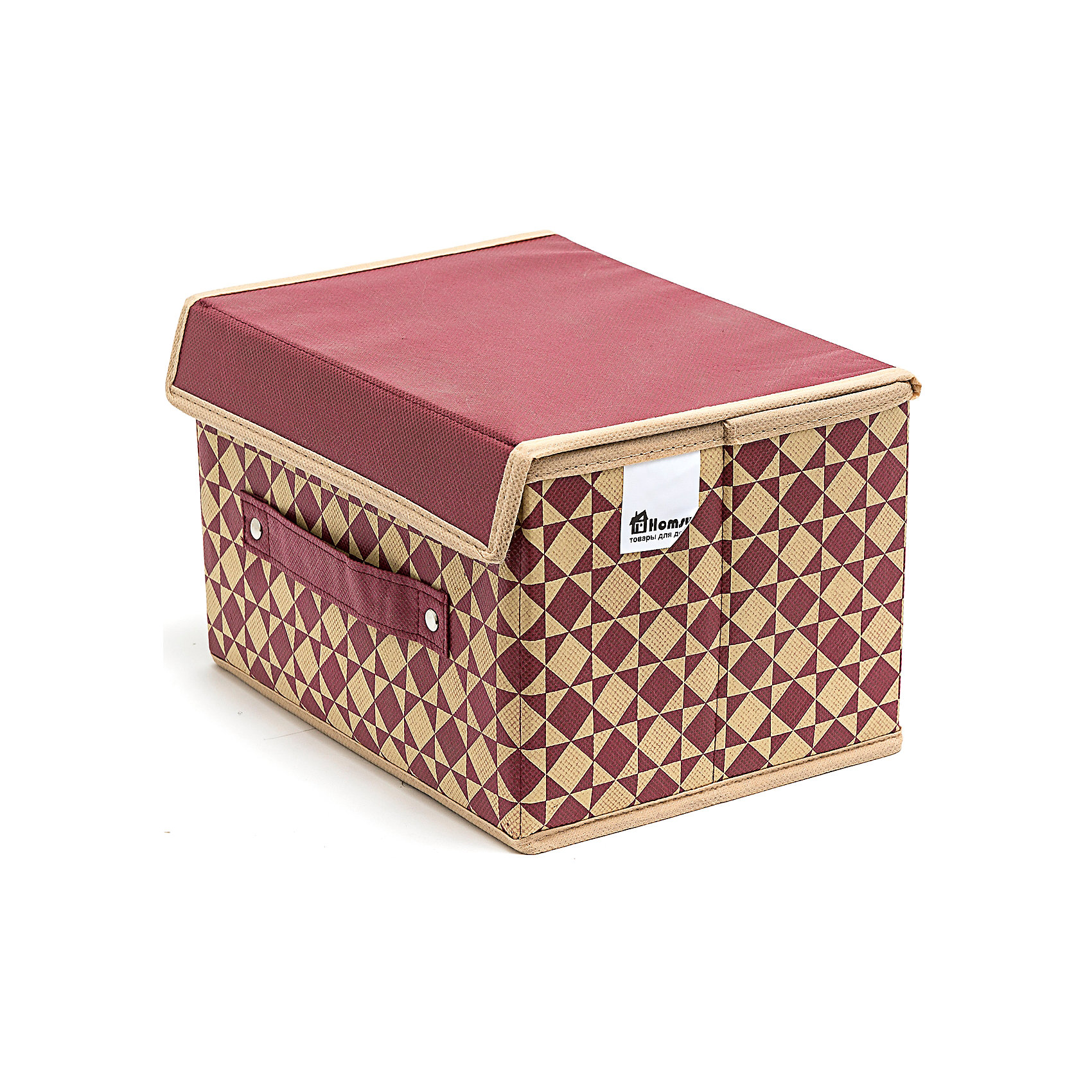 Коробка с крышкой Bordo (19*25*16), Homsu Коробка с крышкой Bordo (19*25*16), HomsuПорядок в детской<br>Характеристики товара:<br><br>• цвет: бордовый<br>• материал: спанбонд, картон<br>• размер: 19х25х16 см<br>• вес: 200 г<br>• легкий прочный каркас<br>• застежка: липучка<br>• крышка<br>• ручка для переноски<br>• вместимость: 1 отделение<br>• страна бренда: Россия<br>• страна изготовитель: Китай<br><br>Коробка с крышкой Bordo от бренда Homsu (Хомсу) - очень удобная вещь для хранения вещей и эргономичной организации пространства.<br><br>Предмет легкий, устойчивый, вместительный, имеет удобную ручку для переноски.<br><br>Коробку с крышкой Bordo (19*25*16), Homsu можно купить в нашем интернет-магазине.<br><br>Ширина мм: 190<br>Глубина мм: 250<br>Высота мм: 20<br>Вес г: 200<br>Возраст от месяцев: 216<br>Возраст до месяцев: 1188<br>Пол: Унисекс<br>Возраст: Детский<br>SKU: 5620172