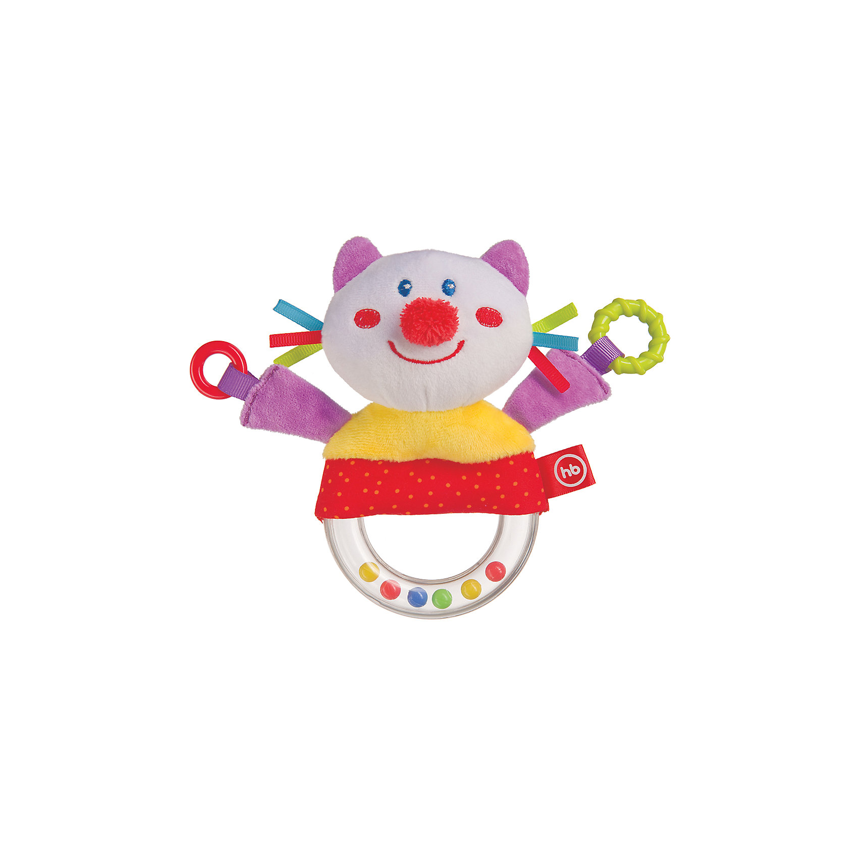 Погремушка-пищалка Funny Kitty, Happy baby Погремушка-пищалка Funny Kitty, Happy babyПогремушки<br>Характеристики:<br><br>• Вид игр: развивающие, обучающие<br>• Материал: полиэстер, хлопок, пластик<br>• Тип крепления: завязки<br>• Наличие звуковых, шумовых эффектов<br>• Вес: 87 г<br>• Параметры (Д*Ш*В): 5*14*21,7 см <br>• Особенности ухода: влажная и сухая чистка<br><br>Погремушка-пищалка Funny Kitty, Happy baby выполнена в виде веселого котика, который закреплен на кольце с бусинами внутри. У кольца удобный размер для детской руки. Котик состоит из элементов разного цвета, фактуры и с различными звуковыми эффектами. Игры с такой игрушкой будут способствовать зрительному и слуховому восприятию, координации движений, будут развивать мелкую моторику рук и эмоциональную сферу ребенка. <br><br>Погремушку-пищалку Funny Kitty, Happy baby можно купить в нашем интернет-магазине.<br><br>Ширина мм: 50<br>Глубина мм: 140<br>Высота мм: 217<br>Вес г: 87<br>Возраст от месяцев: 3<br>Возраст до месяцев: 18<br>Пол: Унисекс<br>Возраст: Детский<br>SKU: 5621711