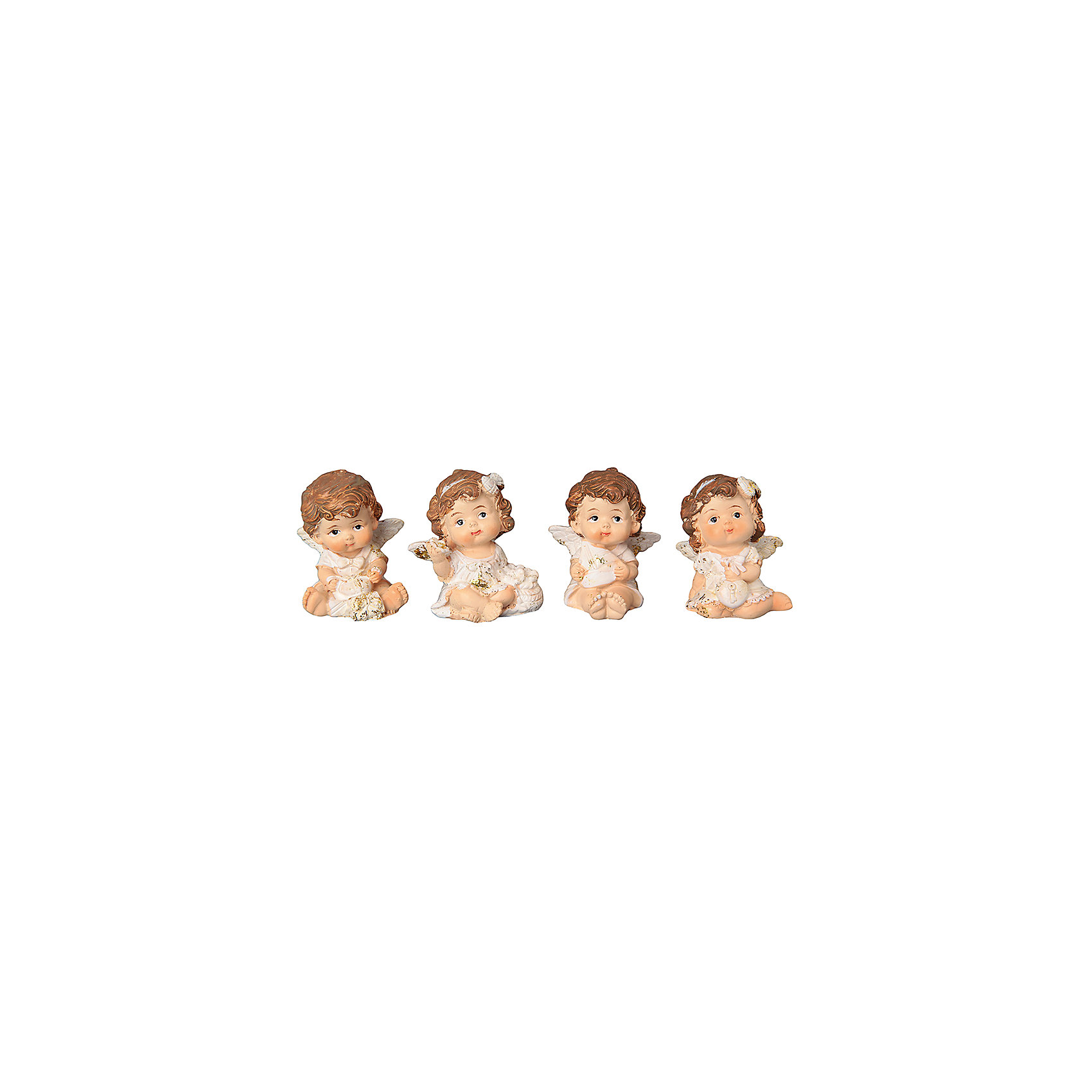 Фигурка декоративная 4 пр. Ангелочки, Elan Gallery Фигурка декоративная 4 пр. Ангелочки, Elan GalleryПредметы интерьера<br>Характеристики товара:<br><br>• цвет: мульти<br>• материал: полистоун<br>• высота: 5 см<br>• комплектация: 4 фигурки<br>• вес: 170 г<br>• подходит к любому интерьеру<br>• легкие<br>• универсальный размер<br>• страна бренда: Российская Федерация<br>• страна производства: Китай<br><br>Такая декоративная фигурка - отличный пример красивой вещи для любого интерьера. Благодаря универсальному дизайну и расцветке она хорошо будет смотреться в помещении.<br><br>Декоративная фигурка может стать отличным приобретением для дома или подарком для любителей симпатичных вещей, украшающих пространство.<br><br>Бренд Elan Gallery - это красивые и практичные товары для дома с современным дизайном. Они добавляют в жильё уюта и комфорта! <br><br>Фигурку декоративную 4 пр. Ангелочки, Elan Gallery можно купить в нашем интернет-магазине.<br><br>Ширина мм: 85<br>Глубина мм: 78<br>Высота мм: 50<br>Вес г: 168<br>Возраст от месяцев: 0<br>Возраст до месяцев: 1188<br>Пол: Унисекс<br>Возраст: Детский<br>SKU: 6668930