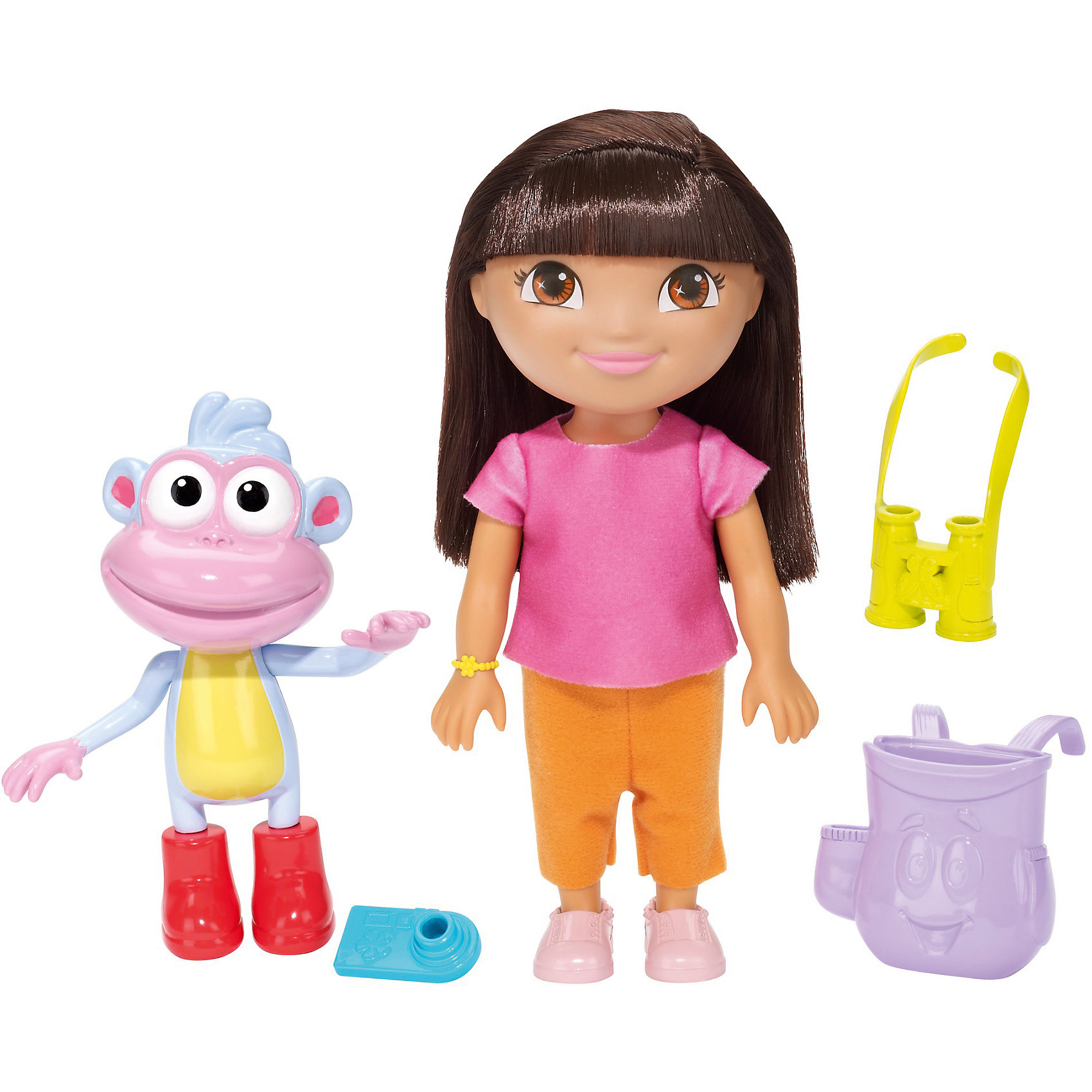 Игровой набор, Fisher Price, Даша-путешественница, Набор с обезьянкой Башмачок Игровой набор, Fisher Price, Даша-путешественница, Набор с обезьянкой БашмачокКлассические куклы<br>Характеристики товара:<br><br>• возраст от 3 лет;<br>• материал: пластик, текстиль;<br>• в комплекте: кукла, обезьянка, аксессуары;<br>• высота фигурки 20 см;<br>• размер упаковки 28х23х7,5 см;<br>• вес упаковки 467 гр.;<br>• страна производитель: Китай.<br><br>Игровой набор «Даша путешественница» Fisher Price создан по мотивам известного мультсериала про улыбчивую и любопытную Дашу. Даша отправляется в исследовательскую экспедицию вместе со своей обезьянкой. В поход Даша берет с собой фотоаппарат и бинокль, которые помещаются в ее рюкзачке. С куклой девочка сможет придумать захватывающие и увлекательные истории для игр. <br><br>Игровой набор «Даша путешественница» Fisher Price можно приобрести в нашем интернет-магазине.<br><br>Ширина мм: 230<br>Глубина мм: 75<br>Высота мм: 280<br>Вес г: 467<br>Возраст от месяцев: 36<br>Возраст до месяцев: 120<br>Пол: Женский<br>Возраст: Детский<br>SKU: 6673338