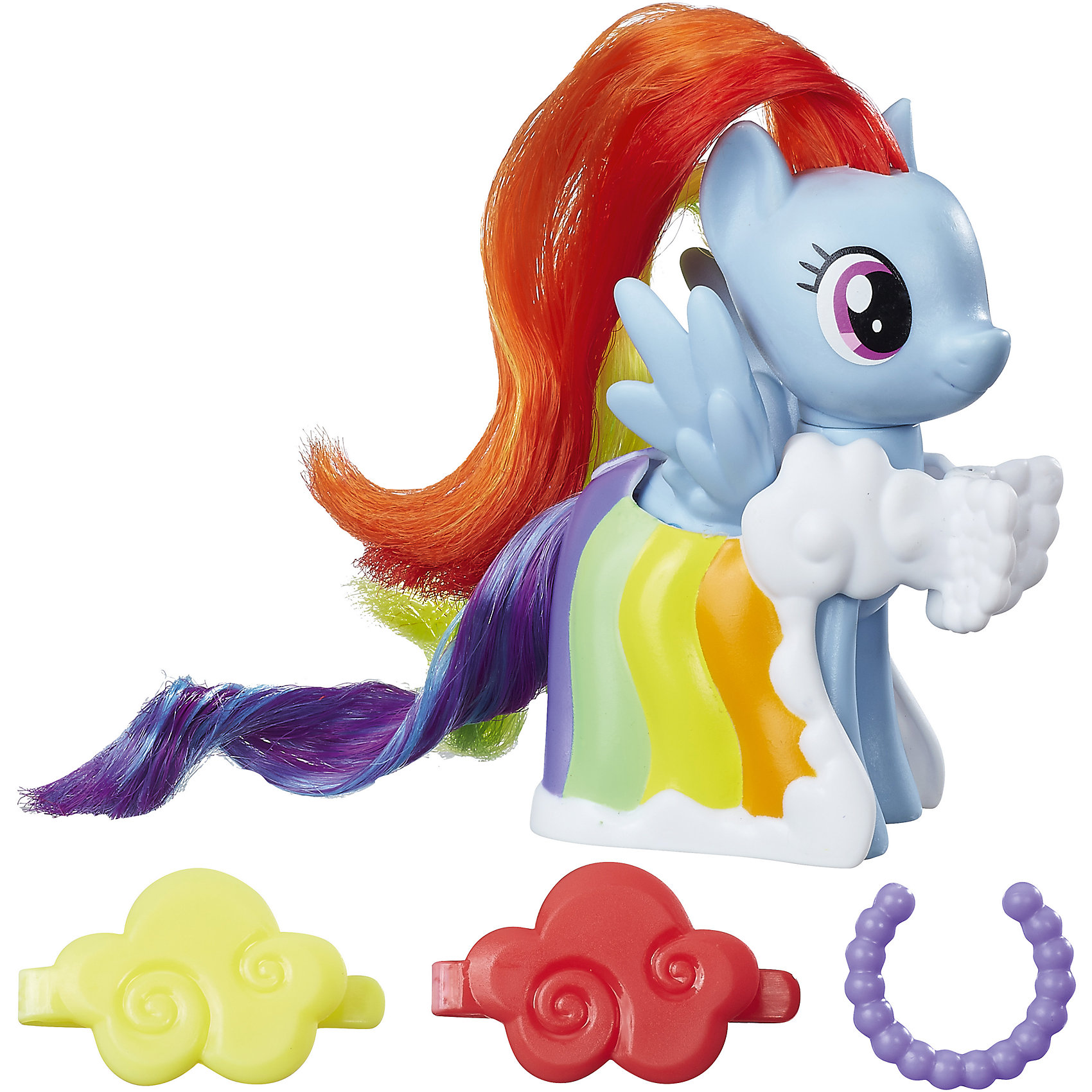 Игровой набор Hasbro My little Pony Пони-модницы, Рейнбоу Дэш Игровой набор Hasbro My little Pony Пони-модницы, Рейнбоу ДэшЛюбимые герои<br>Характеристики товара:<br><br>• возраст: от 3 лет;<br>• материал: пластик;<br>• в комплекте: фигурка пони, аксессуары;<br>• размер фигурки: 8 см;<br>• размер упаковки: 18,4х17,8х4,8 см;<br>• вес упаковки: 145 гр.;<br>• страна производитель: Китай.<br><br>Игровой набор «Пони-модницы» My Little Pony Hasbro создан по мотивам известного мультсериала. В наборе фигурка пони Рейнбоу Дэш с разноцветной гривой и костюмом цветов радуги. Стильные аксессуары дополнят образ маленькой пони. Мягкий хвостик и гриву можно расчесывать, заплетать, украшать, придумывая каждый раз новый оригинальный образ. <br><br>Игровой набор «Пони-модницы» My Little Pony Hasbro B8810/B9622 можно приобрести в нашем интернет-магазине.<br><br>Ширина мм: 48<br>Глубина мм: 178<br>Высота мм: 184<br>Вес г: 145<br>Возраст от месяцев: 36<br>Возраст до месяцев: 2147483647<br>Пол: Женский<br>Возраст: Детский<br>SKU: 6674411