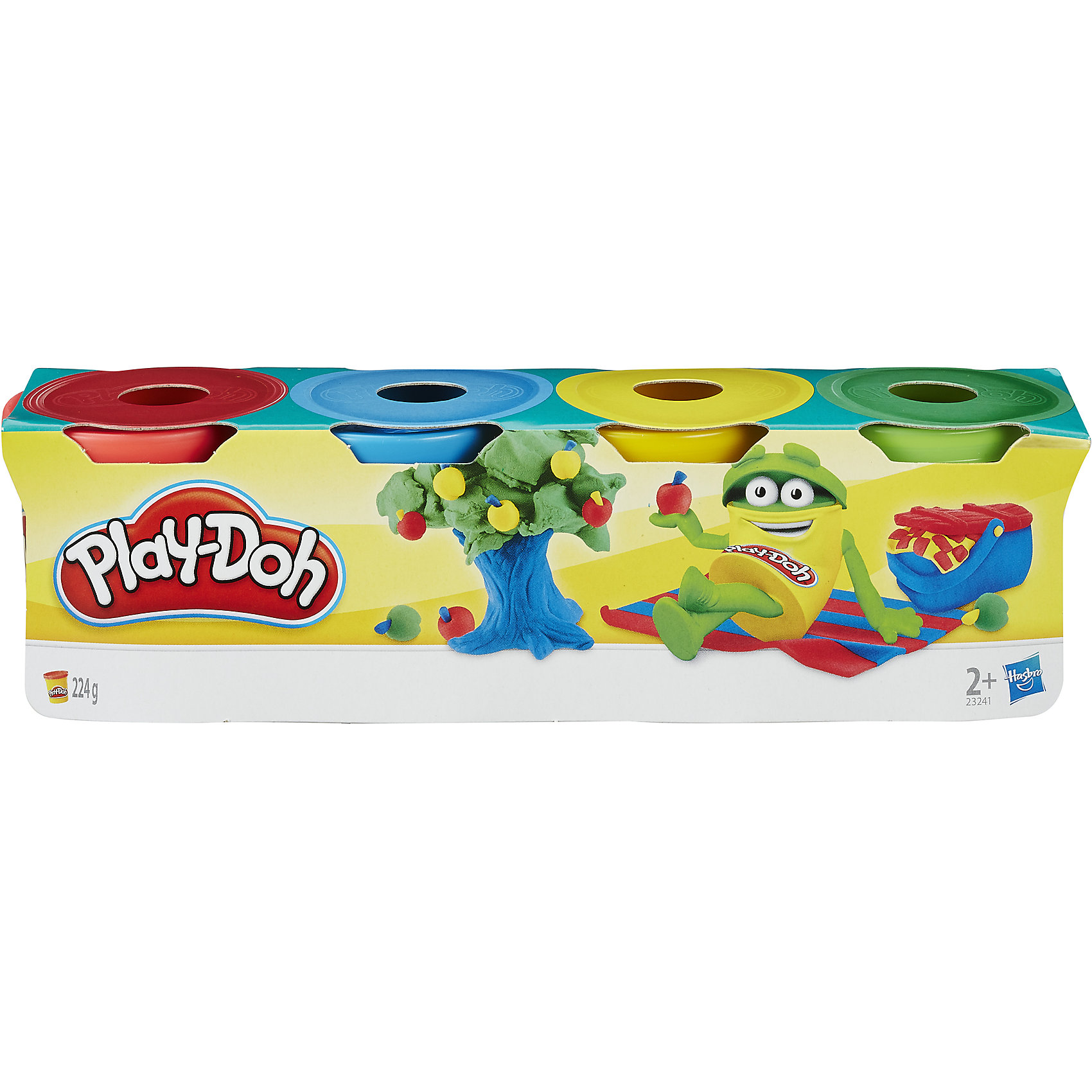 Пластилин Hasbro Play-Doh, 4 мини-баночки Пластилин Hasbro Play-Doh, 4 мини-баночкиИдеи подарков<br>Характеристики товара:<br><br>• возраст: от 2 лет;<br>• материал: пластик;<br>• в комплекте: 4 баночки;<br>• размер упаковки: 21х5,7х5,4 см;<br>• вес упаковки: 300 гр.;<br>• страна производитель: Китай.<br><br>Набор из 4-х мини-баночек Play-Doh Habsro позволит вылепить из пластилина многочисленные фигурки, домики, цветы, животных. Лепка из пластилина развивает у малышей мелкую моторику рук, усидчивость, внимательность, позволяет проявить свои творческие способности и фантазию.<br><br>Пластилин Play-Doh не липнет к рукам и не пачкает одежду. Перед использованием его следует немного смочить водой. Он легко принимает нужную форму, а спустя некоторое время застывает. В составе не содержатся токсичные компоненты. Он создан на основе органических компонентов и безопасен даже, если ребенок решит попробовать его на вкус.<br><br>Набор из 4-х мини-баночек Play-Doh Habsro 23241 можно приобрести в нашем интернет-магазине.<br><br>Ширина мм: 54<br>Глубина мм: 210<br>Высота мм: 57<br>Вес г: 300<br>Возраст от месяцев: 24<br>Возраст до месяцев: 2147483647<br>Пол: Унисекс<br>Возраст: Детский<br>SKU: 6674416