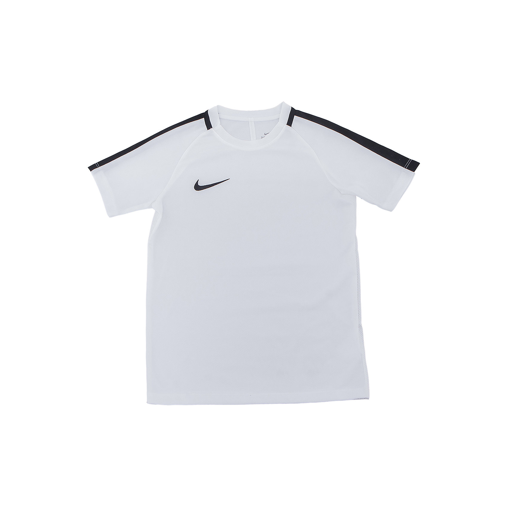 Футболка NIKE Футболка NIKEФутболки, поло и топы<br>Характеристики товара:<br><br>• цвет: белый<br>• спортивный стиль<br>• состав: 100% полиэстер, материал Dri-FIT<br>• ткань выводит лишнюю влагу<br>• комфортная посадка<br>• вырез горловины отделан изнутри мягким материалом<br>• короткие рукава<br>• принт<br>• машинная стирка<br>• износостойкий материал<br>• коллекция: весна-лето 2017<br>• страна бренда: США<br>• страна изготовитель: Индонезия<br><br>Продукция бренда NIKE известна высоким качеством и уникальным узнаваемым дизайном. Материал Dri-FIT, из которого сшито изделие, помогает создать для тела необходимую вентиляцию и вывод влаги.<br><br>Материал Dri-FIT также обеспечивает вещам долгий срок службы и отличный внешний вид даже после значительного количества стирок. Уход за изделием прост - достаточно машинной стирки на низкой температуре.<br><br>Легкий и качественный материал создает комфортную посадку, вещь при этом смотрится очень стильно. Благодаря универсальному цвету она отлично смотрится с разной одеждой и обувью.<br><br>Футболку NIKE (Найк) можно купить в нашем интернет-магазине.<br><br>Ширина мм: 199<br>Глубина мм: 10<br>Высота мм: 161<br>Вес г: 151<br>Цвет: белый<br>Возраст от месяцев: 84<br>Возраст до месяцев: 96<br>Пол: Унисекс<br>Возраст: Детский<br>Размер: 122/128,128/134,135/140,147/158,158/170<br>SKU: 6676574