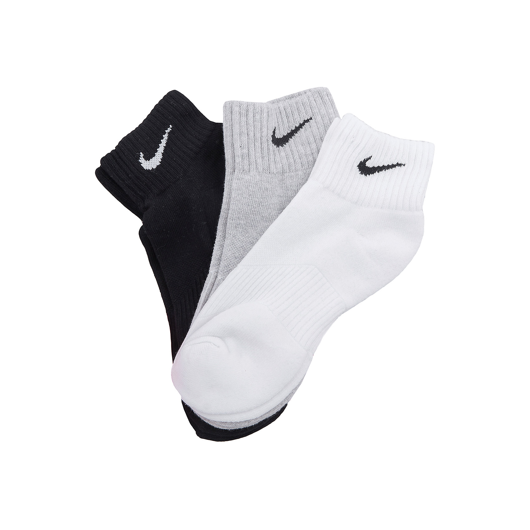 Носки NIKE Носки NIKEНоски<br>Характеристики товара:<br><br>• комплектация: 3 пары<br>• спортивный стиль<br>• состав: хлопок 67%, нейлон 30%, эластан 2%, полиэстер 1% <br>• мягкая резинка<br>• комфортная посадка <br>• укрепленная пятка и носок надежно <br>• логотип<br>• машинная стирка<br>• износостойкий материал<br>• страна бренда: США<br>• страна изготовитель: Пакистан <br><br>Продукция бренда NIKE известна высоким качеством и уникальным узнаваемым дизайном. Удобная посадка не сковывает движения, помогает создать для тела необходимую вентиляцию и вывод влаги.<br><br>Материал обеспечивает вещам долгий срок службы и отличный внешний вид даже после значительного количества стирок. Уход за изделием прост - достаточно машинной стирки на низкой температуре.<br><br>Качественный материал создает комфортную посадку, вещь при этом смотрится очень стильно. Благодаря универсальному цвету она отлично смотрится с разной одеждой и обувью.<br><br>Носки NIKE (Найк) можно купить в нашем интернет-магазине.<br><br>Ширина мм: 87<br>Глубина мм: 10<br>Высота мм: 105<br>Вес г: 115<br>Цвет: разноцветный<br>Возраст от месяцев: 132<br>Возраст до месяцев: 1188<br>Пол: Унисекс<br>Возраст: Детский<br>Размер: 37-41,33-37<br>SKU: 6676704