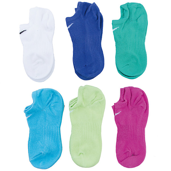 Носки NIKE Носки NIKEНоски<br>Характеристики товара:<br><br>• цвет: белый/синий/зеленый/голубой/салатовый/розовый<br>• комплектация: 6 пар<br>• спортивный стиль<br>• состав: хлопок 74%, полиэстер 24%, эластан 2%<br>• мягкая резинка<br>• комфортная посадка <br>• укрепленная пятка и носок надежно <br>• логотип<br>• машинная стирка<br>• износостойкий материал<br>• страна бренда: США<br>• страна изготовитель: Пакистан <br><br>Продукция бренда NIKE известна высоким качеством и уникальным узнаваемым дизайном. Удобная посадка не сковывает движения, помогает создать для тела необходимую вентиляцию и вывод влаги.<br><br>Материал обеспечивает вещам долгий срок службы и отличный внешний вид даже после значительного количества стирок. Уход за изделием прост - достаточно машинной стирки на низкой температуре.<br><br>Качественный материал создает комфортную посадку, вещь при этом смотрится очень стильно. Благодаря универсальному цвету она отлично смотрится с разной одеждой и обувью.<br><br>Носки NIKE (Найк) можно купить в нашем интернет-магазине.<br><br>Ширина мм: 87<br>Глубина мм: 10<br>Высота мм: 105<br>Вес г: 115<br>Цвет: разноцветный<br>Возраст от месяцев: 168<br>Возраст до месяцев: 1188<br>Пол: Унисекс<br>Возраст: Детский<br>Размер: 34-38<br>SKU: 6676781