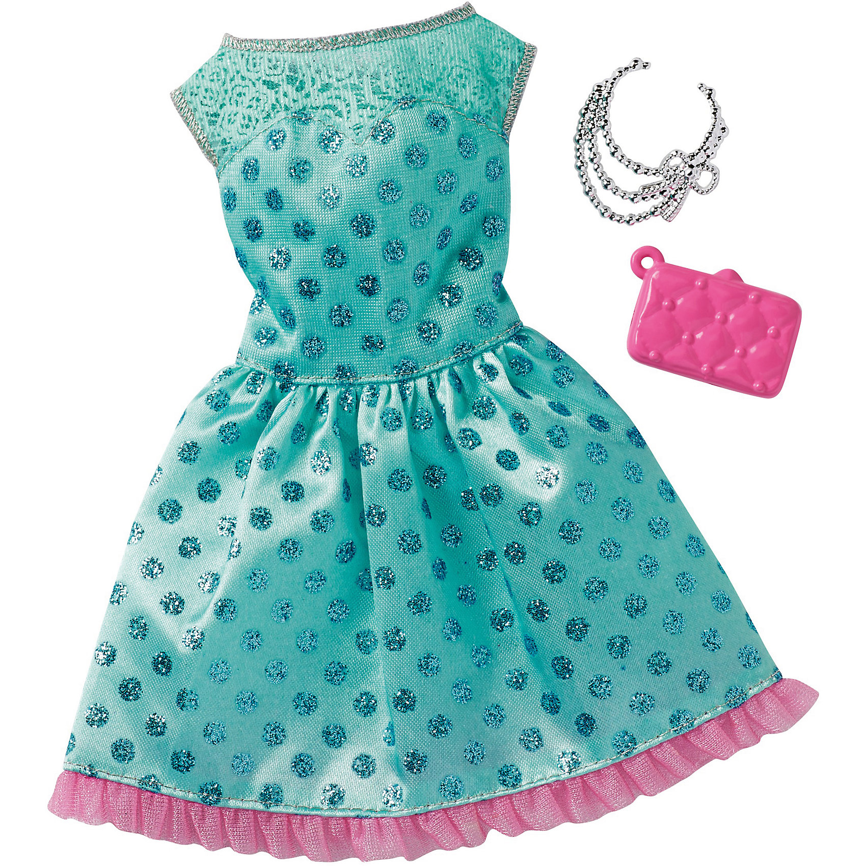 Одежда для кукол Barbie Игра с модой - Праздничное платье Одежда для кукол Barbie Игра с модой - Праздничное платьеКукольная одежда и аксессуары<br>Характеристики товара:<br><br>• возраст от 3 лет;<br>• материал: текстиль;<br>• в комплекте: платье, аксессуары;<br>• размер упаковки 25,7х11,6х1,2 см;<br>• вес упаковки 26 гр.;<br>• страна производитель: Китай.<br><br>Универсальное праздничное платье для Barbie Mattel создаст новый яркий образ для любимой куколки Барби. Яркое голубое платье украшено блестками и дополнено стильной сумочкой и ожерельем для создания неповторимого образа. Платье универсальное и подходит для всех кукол Барби. Изготовлено платье из качественных материалов без использования вредных красителей.<br><br>Универсальное праздничное платье для Barbie Mattel можно приобрести в нашем интернет-магазине.<br><br>Ширина мм: 257<br>Глубина мм: 116<br>Высота мм: 12<br>Вес г: 26<br>Возраст от месяцев: 36<br>Возраст до месяцев: 72<br>Пол: Женский<br>Возраст: Детский<br>SKU: 6680133