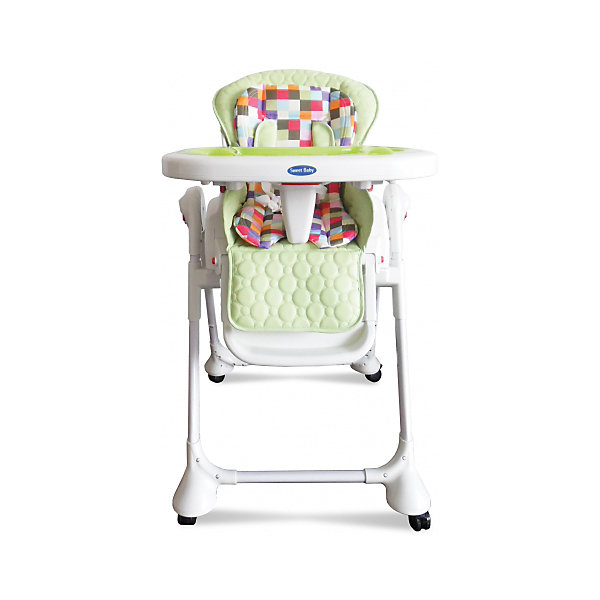 Стульчик для кормления Luxor Multicolor, Sweet Baby, Mela Стульчик для кормления Luxor Multicolor, Sweet Baby, MelaСтульчики для кормления<br>Характеристика товара:<br><br>• цвет: Mela (зеленый)<br>• используется в качестве стульчика для кормления или шезлонга для сна<br>• наклон спинки регулируется, устанавливается в горизонтальное положение<br>• регулируемая по высоте спинка (5 уровней)<br>• угол наклона спинки регулируется (3 положения)<br>• регулируемая длина подножки (3 уровня)<br>• чехол из экокожи<br>• яркий вкладыш из мягкой гипоаллергенной ткани (снимается)<br>• сетчато-текстильная корзина для аксессуаров<br>• 5-точечные ремни безопасности с надежным замком и мягкими накладками<br>• 3 позиции глубины и высоты подноса<br>• съемная верхняя накладка на поднос и 2 углубления для посуды<br>• 4 колеса со стоперами<br>• компактные размеры и устойчивость в сложенном виде<br>• возраст: от 0 месяцев<br>• материал рамы: металл, пластик<br>• страна производства: Китай<br>• вес: 15 кг<br>• размер упаковки: 91х30х65 см<br><br>Стульчик для кормления Luxor Multicolor Sweet Baby с уникальной функцией –<br>ручным механизмом качания!<br><br>Компактный стульчик для кормления теперь может быть и кроваткой – Вы сможете заняться любым делом, параллельно убаюкивая своего малыша.<br><br>Стульчик легко перемещается, а это значит, что Вы сможете убаюкать крошку там, где Вам удобно.<br><br>Стульчик для кормления Luxor Multicolor, Sweet Baby, Mela можно купить в нашем интернет-магазине.<br><br>Ширина мм: 850<br>Глубина мм: 630<br>Высота мм: 1080<br>Вес г: 9500<br>Возраст от месяцев: 0<br>Возраст до месяцев: 36<br>Пол: Унисекс<br>Возраст: Детский<br>SKU: 6680140