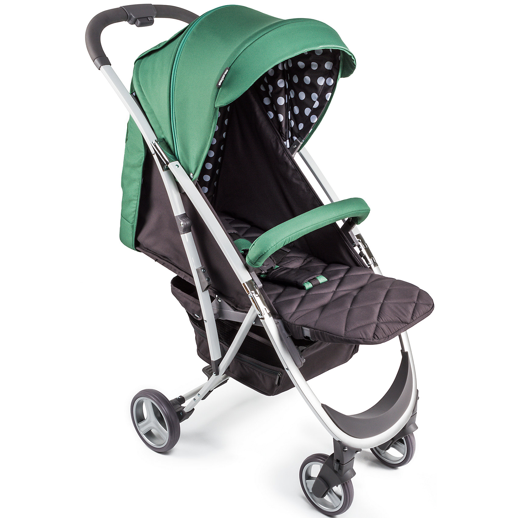 Прогулочная коляска Happy Baby Eleganza V2, зеленый Прогулочная коляска Happy Baby Eleganza V2, зеленыйПрогулочные коляски<br>Модель ELEGANZA V2 объединяет в себе стиль и отличные ходовые данные, которые по достоинству оценят как владельцы коляски, так и окружающие. Коляска легко складывается одной рукой, имеет амортизацию на передних и задних колесах и занимает мало места в сложенном виде. При весе всего 6,9 кг коляска ELEGANZA V2 имеет съемный бампер, козырек с окошком, регулируемую спинку. Комплектуется дождевиком, чехлом на ножки, москитной сеткой и корзиной.<br>Характеристики:<br>Возраст: от 7 месяцев<br>Максимальный вес ребенка: 15 кг<br>Вес коляски: 7,1 кг<br>Ширина сиденья: 34 см<br>Глубина сиденья: 22 см<br>Длина спального места: 86 см<br>Ширина колесной базы: 50 см<br>Диаметр колес: передние — 15,2 см, задние — 16,8 см<br>Колёсная база: передние поворотные колеса (360°) с возможностью фиксации<br>Регулировка ручки: нет<br>Тип складывания: книжка<br>Габариты в сложенном виде ДхШхВ: 63*50*31 см<br>Габариты в разложенном виде ДхШхВ: 88*50*107 см<br>Регулировка наклона спинки, 3 положения<br>Регулируемая подножка, 2 положения<br>Складывается одной рукой<br>Новый увеличенный капюшон опускается до бампера<br>Смотровое окошко теперь закрывается козырьком на магните<br>Новый карман для мелочей на капюшоне<br>Тормозная педаль на оси задних колес<br>Вместительная корзина для покупок теперь с дополнительной молнией<br>Пятиточечные ремни безопасности с мягкими накладками<br>Колеса: пластиковые с покрытием EVA (этиленвинилацетат)<br>Амортизация на передних и задних колесах<br>В комплекте: дождевик, чехол на ножки, москитная сетка, корзина для покупок.<br><br>Ширина мм: 250<br>Глубина мм: 445<br>Высота мм: 700<br>Вес г: 8900<br>Возраст от месяцев: 7<br>Возраст до месяцев: 36<br>Пол: Унисекс<br>Возраст: Детский<br>SKU: 6681551