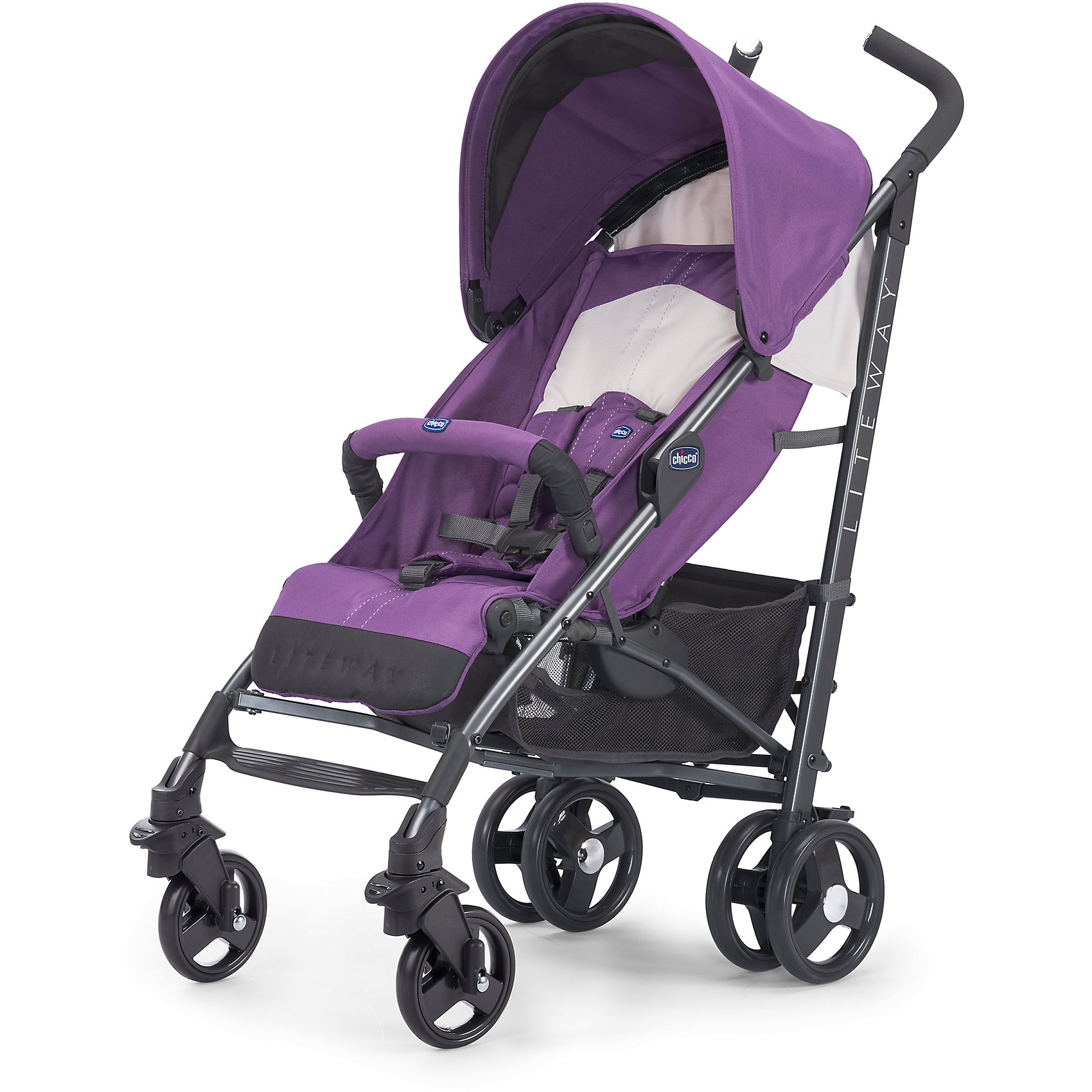 Коляска-трость Chicco Lite Way Top, aster Коляска-трость Chicco Lite Way Top, asterКоляски-трости<br>Характеристики коляски-трости Lite Way Top:<br><br>• жесткая спинка с мягкой обивкой;<br>• спинка опускается одной рукой до горизонтального положения;<br>• система 5-ти точечных ремней безопасности;<br>• устанавливается защитный бампер;<br>• регулируемая подножка, 2 положения;<br>• складной капюшон;<br>• теплый и мягкий чехол на ножки;<br>• дождевик закрывает коляску со всех сторон;<br>• съемные чехлы прогулочного блока и капюшона, снимается также корзина для покупок;<br>• стирка тканевых элементов при температуре 30 градусов;<br>• длина спального места: 81 см;<br>• ширина сиденья: 32 см;<br>• глубина сиденья: 27 см;<br>• длина подножки: 11 см.<br><br>Рама коляски: <br><br>• одинарные передние поворотные колеса с блокировкой;<br>• задние сдвоенные колеса с тормозной системой;<br>• ручки отдельные, на ручках имеются прорезиненные мягкие накладки;<br>• корзина для покупок используется как рюкзак;<br>• механизм складывания коляски: трость;<br>• облегченная рама с использованием эллиптических трубок;<br>• материал рамы: алюминий, колеса – пластик;<br>• диаметр колес: 14 см, 17,5 см.<br><br>Размер коляски: 87,5х46,5х103 см<br>Размер коляски в сложенном виде: 110х29х29 см<br>Вес коляски: 7 кг<br>Вес в упаковке: 10,45 кг<br><br>Коляска-трость с регулируемой в 5-ти положениях спинкой раскладывается до горизонтального положения. Регулируемый капюшон защищает от солнечных лучей, а чехол на ножки используется в холодное время года. Корзина для покупок пригодится для транспортировки детских игрушек или продуктов в небольшом количестве. При необходимости корзину можно снять и постирать. <br><br>Коляску-трость LITE WAY TOP, Chicco можно купить в нашем интернет-магазине.<br><br>Ширина мм: 290<br>Глубина мм: 270<br>Высота мм: 1100<br>Вес г: 10450<br>Возраст от месяцев: 6<br>Возраст до месяцев: 36<br>Пол: Женский<br>Возраст: Детский<br>SKU: 6682744