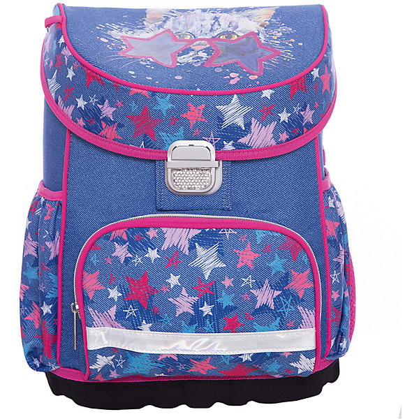 Ранец Hama CRAZY CAT, без наполнения Ранец Hama CRAZY CAT, без наполненияРанцы<br>Вес: 1150<br>Размер: 37x32x24 см<br>Состав: нет<br>Наличие светоотражающих элементов: да<br>Материал: полиэстер с водоотталкивающей пропиткой<br>Объем: 20л<br>Спина: жесткая<br>Наличие дополнительных карманов внутри: да<br>Дно: пластиковое<br>Количество отделений внутри: 1<br>Боковые карманы: есть<br>Замок: защелка<br>Вмещает А4: да<br>Подойдет для возраста какого 6-10 лет для роста 116-146<br>Описание: Спинка эргономичной формы с подушечками и выемками для вентиляции<br>- Спинка выполнена из специально разработанного сетчатого материала для оптимальной вентиляции<br>- Регулируемые плечевые ремни специальной формы с мягкими вкладками<br>- Светоотражающие элементы с трех сторон<br>- Прочная металлическая застежка обеспечивает быстрый доступ к основному отделению<br>- Нагрудный ремень регулируется по высоте<br>- Табличка с именем владельца внутри<br>- Дополнительные карманы с обеих сторон<br>- Расписание уроков в верхней крышке. Три дополнительных отделения, ручка.<br><br>Ширина мм: 240<br>Глубина мм: 320<br>Высота мм: 370<br>Вес г: 1400<br>Возраст от месяцев: 72<br>Возраст до месяцев: 72<br>Пол: Женский<br>Возраст: Детский<br>SKU: 6726444
