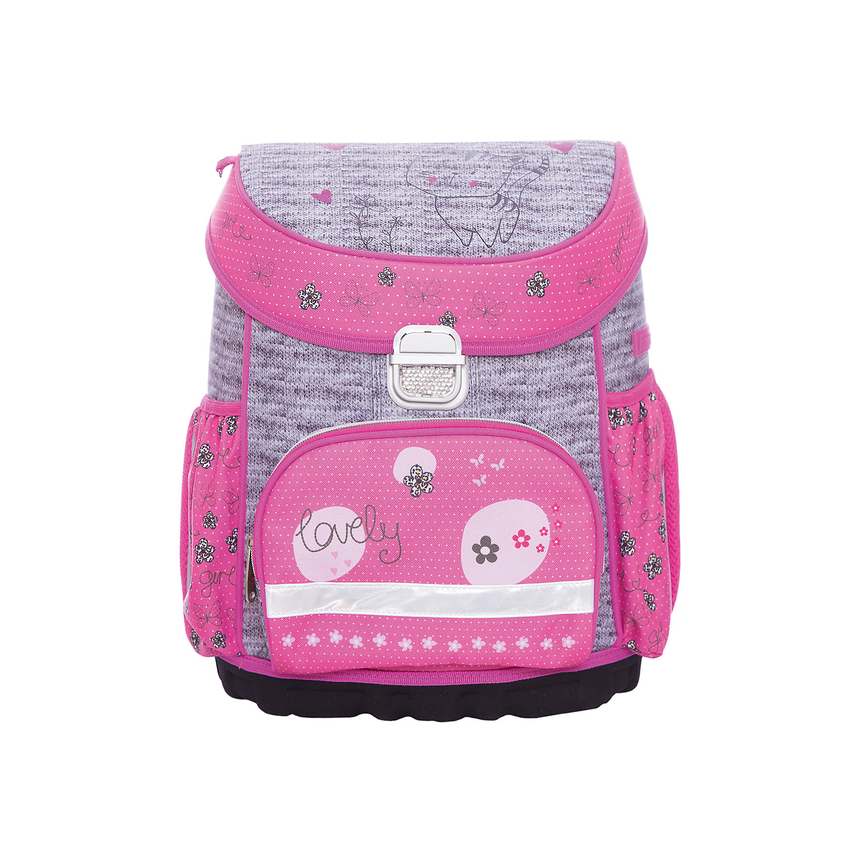 Ранец Hama LOVELY CAT, без наполнения Ранец Hama LOVELY CAT, без наполненияРанцы<br>Вес: 1150<br>Размер: 37x32x24 см<br>Состав: нет<br>Наличие светоотражающих элементов: да<br>Материал: полиэстер с водоотталкивающей пропиткой<br>Объем: 20л<br>Спина: жесткая<br>Наличие дополнительных карманов внутри: да<br>Дно: пластиковое<br>Количество отделений внутри: 1<br>Боковые карманы: есть<br>Замок: защелка<br>Вмещает А4: да<br>Подойдет для возраста какого 6-10 лет для роста 116-146<br>Описание: Спинка эргономичной формы с подушечками и выемками для вентиляции<br>- Спинка выполнена из специально разработанного сетчатого материала для оптимальной вентиляции<br>- Регулируемые плечевые ремни специальной формы с мягкими вкладками<br>- Светоотражающие элементы с трех сторон<br>- Прочная металлическая застежка обеспечивает быстрый доступ к основному отделению<br>- Нагрудный ремень регулируется по высоте<br>- Табличка с именем владельца внутри<br>- Дополнительные карманы с обеих сторон<br>- Расписание уроков в верхней крышке. Три дополнительных отделения, ручка.<br><br>Ширина мм: 240<br>Глубина мм: 320<br>Высота мм: 370<br>Вес г: 1400<br>Возраст от месяцев: 72<br>Возраст до месяцев: 72<br>Пол: Женский<br>Возраст: Детский<br>SKU: 6726445
