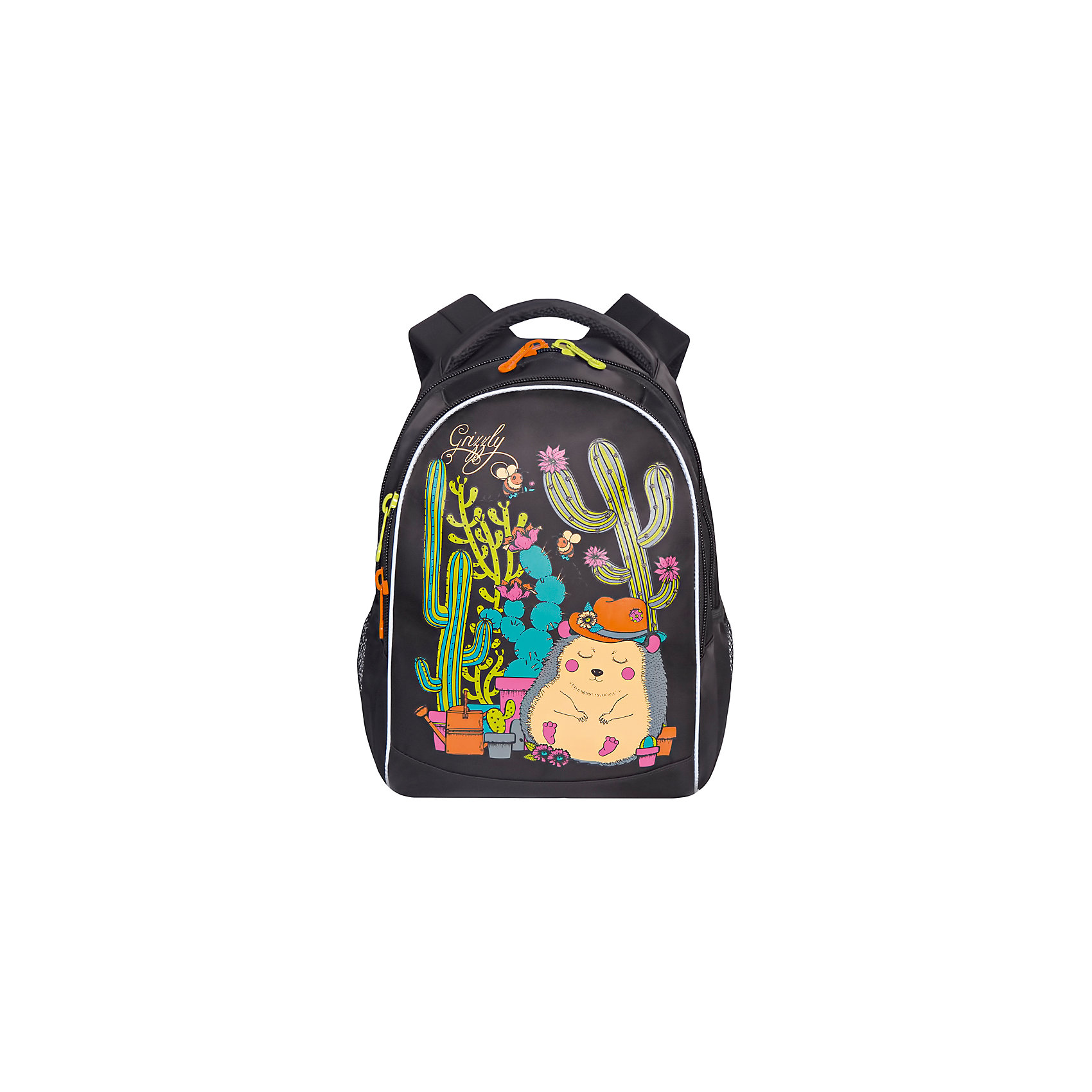 Grizzly рюкзак школьный 2 отделения Grizzly рюкзак школьный 2 отделенияРюкзаки<br>Рюкзак школьный, два отделения, внутренний карман-пенал для карандашей, жесткая анатомическая спинка, мягкая укрепленная ручка, укрепленные лямки, светоотражающие элементы с четырех сторон.<br>Вес, г: 667<br>Размер, см: 27х37х17<br>Состав: Нейлон<br>Наличие светоотражающих элементов: нет<br>Материал: Нейлон<br>Спина: полужесткая<br>Наличие дополнительных карманов внутри: да<br>Дно выбрать: Мягкое<br>Количество отделений внутри: 2<br>Боковые карманы: да<br>Замок: Молния<br>Вмещает А4: да<br><br>Ширина мм: 270<br>Глубина мм: 170<br>Высота мм: 370<br>Вес г: 667<br>Возраст от месяцев: 96<br>Возраст до месяцев: 144<br>Пол: Женский<br>Возраст: Детский<br>SKU: 6727489