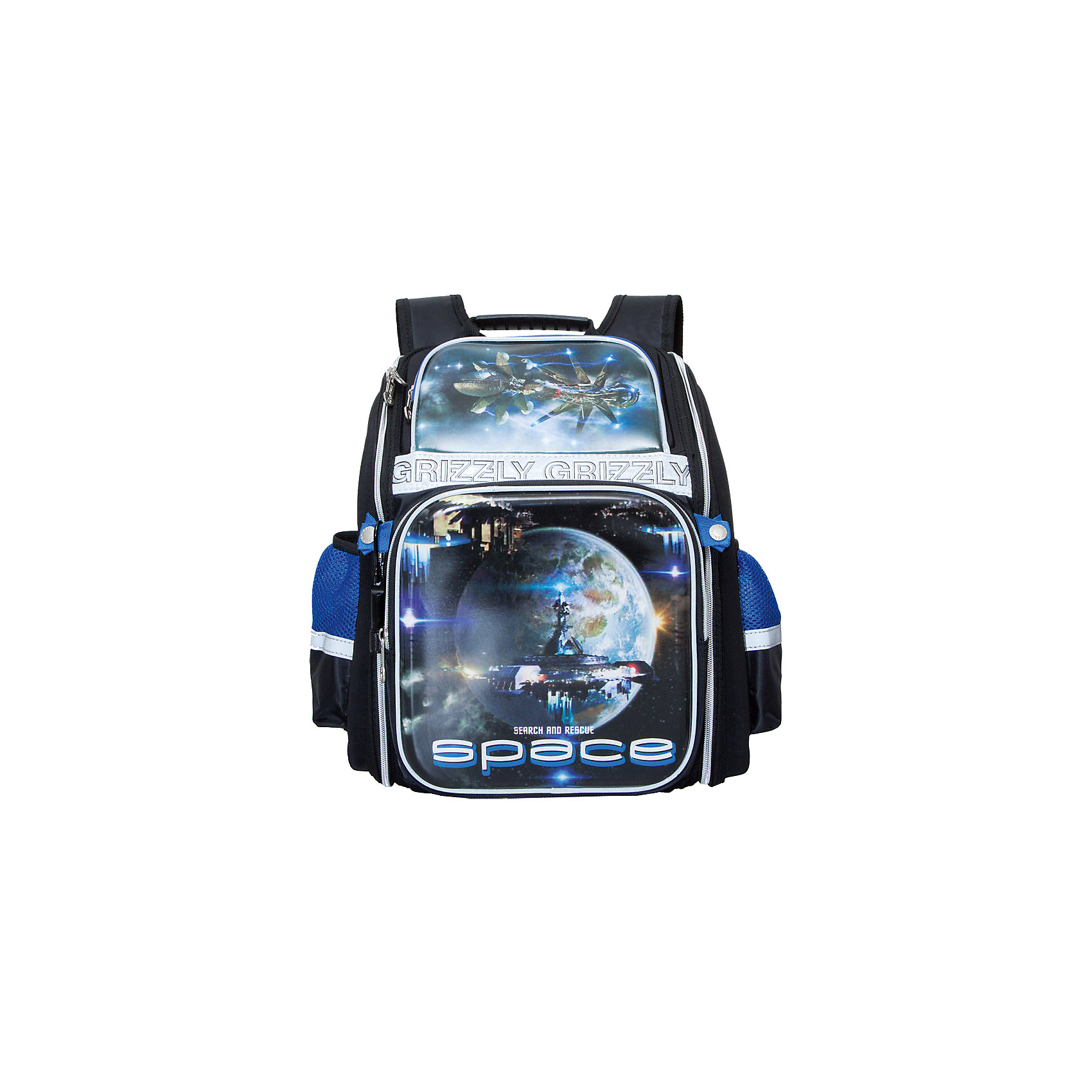 Grizzly рюкзак школьный 1 отделение Grizzly рюкзак школьный 1 отделениеРюкзаки<br>Рюкзак школьный, одно отделение, объемный карман на молнии на передней стенке, боковые карманы из сетки, откидное жесткое дно, разделительная перегородка-органайзер, укрепленная спинка, дополнительная ручка-петля, укрепленные лямки, брелок-катафот, светоотражающие элементы с четырех сторон.<br>Вес, г: 707<br>Размер, см: 30х37х16<br>Состав: Полиэстр<br>Наличие светоотражающих элементов: да<br>Материал: Полиэстр<br>Спина: жесткая<br>Наличие дополнительных карманов внутри: нет<br>Дно выбрать: жесткое<br>Количество отделений внутри: 1<br>Боковые карманы: да<br>Замок: Молния<br>Вмещает А4: да<br><br>Ширина мм: 300<br>Глубина мм: 160<br>Высота мм: 370<br>Вес г: 1110<br>Возраст от месяцев: 72<br>Возраст до месяцев: 120<br>Пол: Мужской<br>Возраст: Детский<br>SKU: 6727500