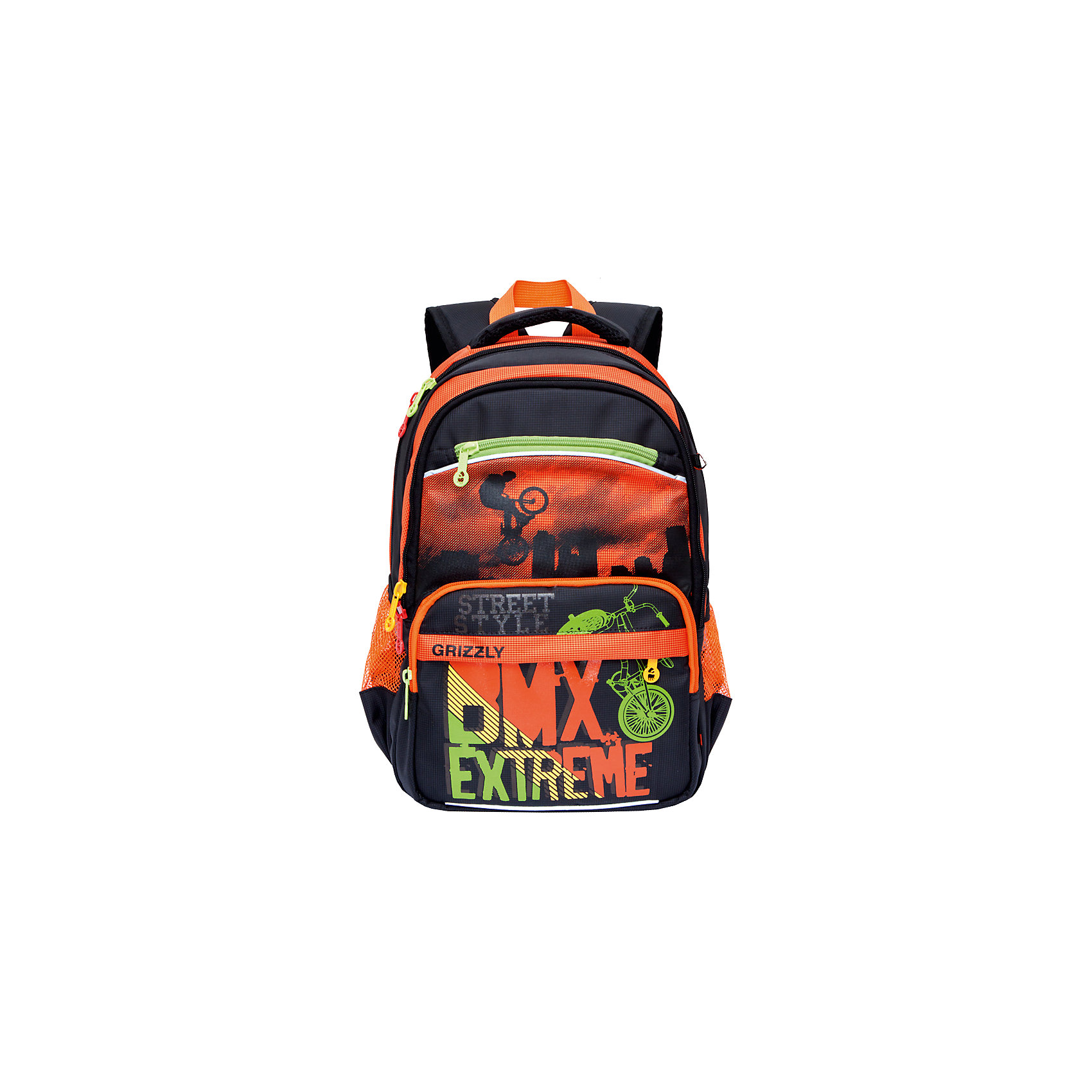 Grizzly рюкзак школьный 2 отделения Grizzly рюкзак школьный 2 отделенияРюкзаки<br>Рюкзак молодежный, два отделения, карман на молнии на передней стенке, боковые карманы из сетки, внутренний карман на молнии, внутренний карман-пенал для карандашей, внутренний подвесной карман на молнии, жесткая анатомическая спинка, дополнительная ручка-петля, укрепленные лямки.<br>Вес, г: 810<br>Размер, см: 28х39х19<br>Состав: Нейлон <br>Наличие светоотражающих элементов: нет<br>Материал: Нейлон <br>Спина: Жесткая<br>Наличие дополнительных карманов внутри: да<br>Дно выбрать: Мягкое<br>Количество отделений внутри: 2<br>Боковые карманы: да<br>Замок: Молния<br><br>Ширина мм: 280<br>Глубина мм: 190<br>Высота мм: 390<br>Вес г: 796<br>Возраст от месяцев: 96<br>Возраст до месяцев: 144<br>Пол: Мужской<br>Возраст: Детский<br>SKU: 6727505