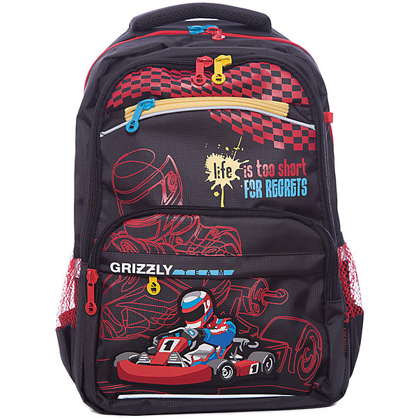 Рюкзак школьный Grizzly 2 отделения Рюкзак школьный Grizzly 2 отделенияРюкзаки<br>Рюкзак молодежный, два отделения, карман на молнии на передней стенке, боковые карманы из сетки, внутренний карман на молнии, внутренний карман-пенал для карандашей, внутренний подвесной карман на молнии, жесткая анатомическая спинка, дополнительная ручка-петля, укрепленные лямки.<br>Вес, г: 810<br>Размер, см: 28х39х19<br>Состав: Нейлон <br>Наличие светоотражающих элементов: нет<br>Материал: Нейлон <br>Спина: Жесткая<br>Наличие дополнительных карманов внутри: да<br>Дно выбрать: Мягкое<br>Количество отделений внутри: 2<br>Боковые карманы: да<br>Замок: Молния<br><br>Ширина мм: 280<br>Глубина мм: 190<br>Высота мм: 390<br>Вес г: 796<br>Возраст от месяцев: 72<br>Возраст до месяцев: 144<br>Пол: Мужской<br>Возраст: Детский<br>SKU: 6727508
