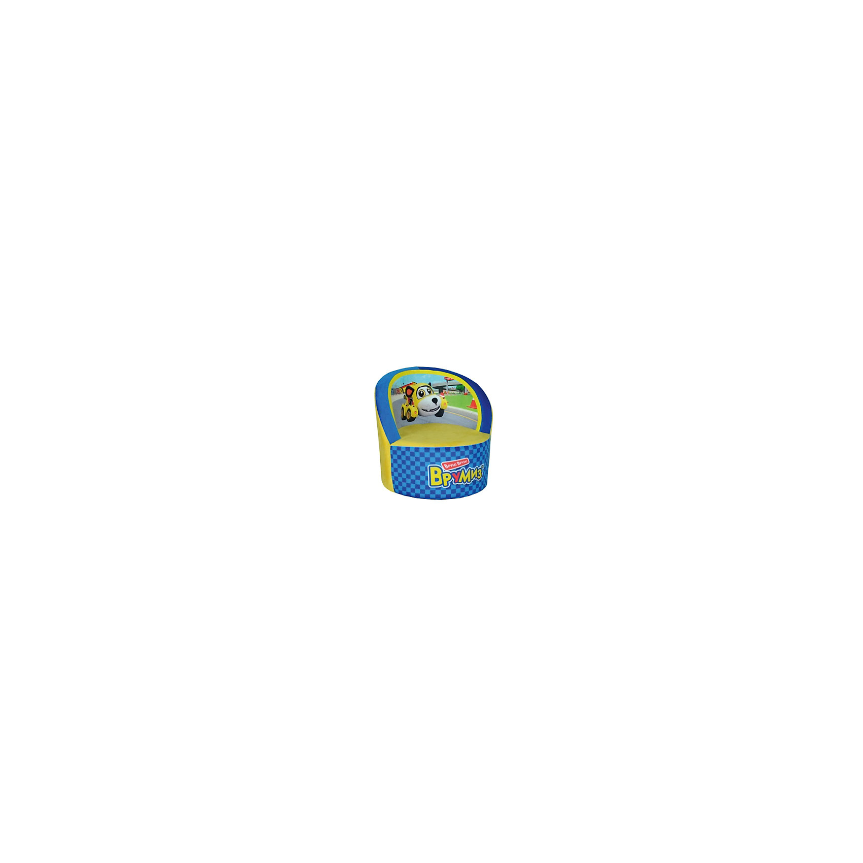 Кресло Врумиз, Small Toys, желтый/синий Кресло Врумиз, Small Toys, желтый/синийМебель<br>Характеристики:<br><br>• Материал верх: текстиль, 100% <br>• Материал наполнитель: поролон, 100%<br>• Коллекция: Врумиз<br>• Съемный чехол<br>• Повышенная устойчивость<br>• Эргономичная форма<br>• Вес: 860 г<br>• Размеры (Д*Ш*В): 40*40*45 см<br>• Особенности ухода: сухая и влажная чистка<br><br>Кресло, Врумиз, голубой выполнено в круглой форме, в качестве каркаса использован упругий поролон. Сверху имеется съемный чехол, на который нанесены сюжеты из мультфильма Врумиз. <br><br>Изображение не блекнет и не меняет цвета даже при длительном использовании и частых стирках. Мягкое кресло имеет широкое днище, за счет чего обеспечивается повышенная устойчивость. Подлокотники имеют округую форму. <br><br>Кресло, Врумиз, желтый можно купить в нашем интернет-магазине.<br><br>Ширина мм: 400<br>Глубина мм: 400<br>Высота мм: 450<br>Вес г: 860<br>Возраст от месяцев: 36<br>Возраст до месяцев: 1188<br>Пол: Унисекс<br>Возраст: Детский<br>SKU: 6727943