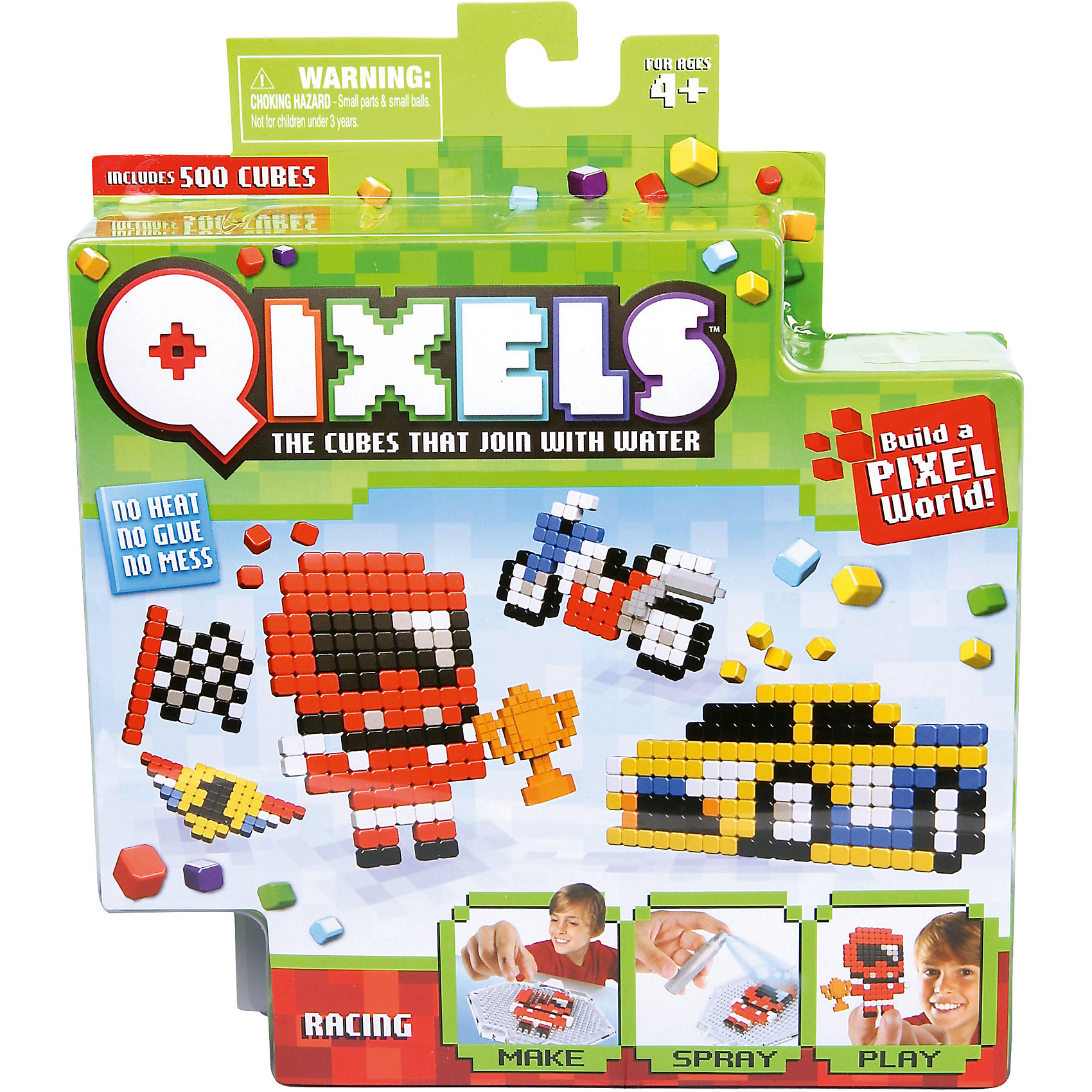 QIXELS Набор для творчества Гонки QIXELS Набор для творчества ГонкиПластмассовые конструкторы<br>Qixels – кубики, которые скрепляются при помощи воды! Создай свой дизайн, сбрызни водой, оставь на 30 минут и фигурка готова! Состав набора: резервуар для воды, 500 кубиков, 2 дизайн лекала, опора, база, 2 аксессуара, емкость для кубиков и инструкция.<br><br>Ширина мм: 40<br>Глубина мм: 185<br>Высота мм: 210<br>Вес г: 233<br>Возраст от месяцев: 60<br>Возраст до месяцев: 1188<br>Пол: Унисекс<br>Возраст: Детский<br>SKU: 6742247