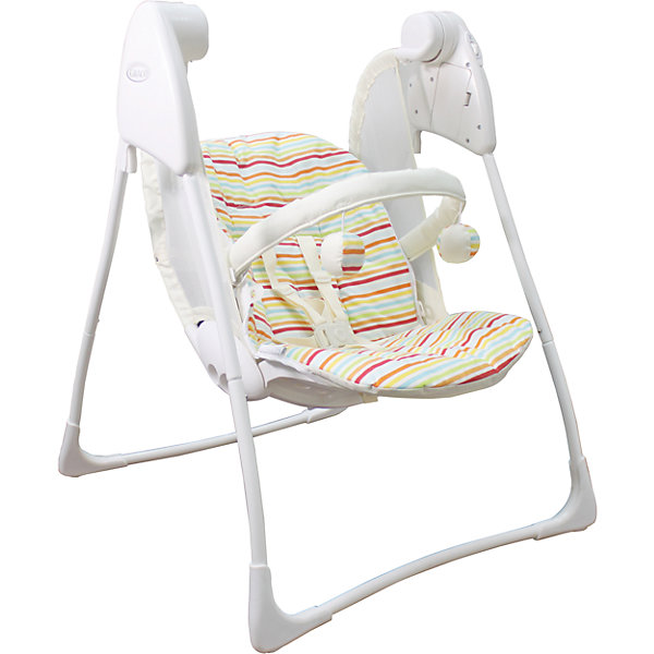 Качели Baby Deligth, Graco, Candy Stripe полоски Качели Baby Deligth, Graco, Candy Stripe полоскиДетские качели для дома<br>Характеристики: <br><br>• электрокачели предназначены для детей весом до 9 кг;<br>• предусмотрено 3 положения наклона спинки;<br>• имеется 2 скорости качания;<br>• система 5-ти точечных ремней безопасности;<br>• на мягкой дуге подвешены развивающие игрушки;<br>• чехлы снимаются и стираются при температуре 30 градусов;<br>• качели компактно складываются;<br>• батарейки: 4 х C / LR14 1.5V (малые бочонки);<br>• батарейки приобретаются отдельно;<br>• размер: 87х64х105 см;<br>• размер в сложенном виде: 64х14х49 см;<br>• вес: 4,5 кг<br>• размер упаковки: 36х13х57 см;<br>• вес в упаковке: 5,5 кг.<br><br>Качели Baby Deligth, Graco, Candy Stripe полоски можно купить в нашем интернет-магазине.<br><br>Ширина мм: 630<br>Глубина мм: 600<br>Высота мм: 820<br>Вес г: 5500<br>Цвет: разноцветный<br>Возраст от месяцев: 0<br>Возраст до месяцев: 12<br>Пол: Унисекс<br>Возраст: Детский<br>SKU: 6757373