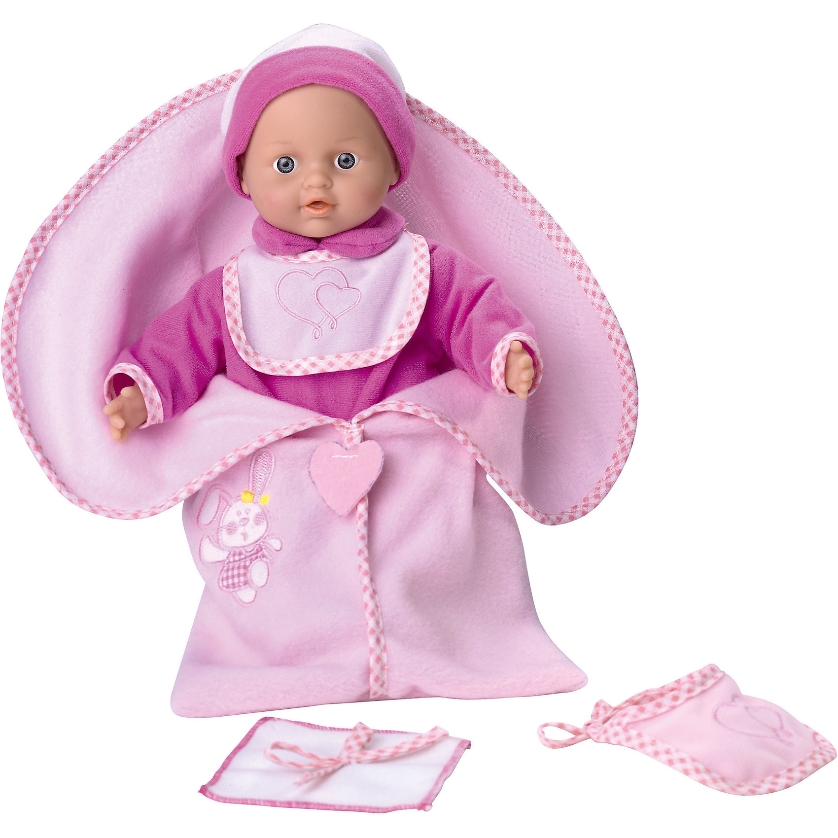Кукла Tiny Baby с конвертом для новорожденных, Loko Toys Кукла Tiny Baby с конвертом для новорожденных, Loko ToysКуклы-пупсы<br>Характеристики товара:<br><br>• возраст: от 10 месяцев;<br>• материал: пластик, текстиль, ПВХ;<br>• в комплекте: кукла, конверт;<br>• высота куклы: 30 см;<br>• тип батареек: 3 батарейки LR44;<br>• наличие батареек: в комплекте;<br>• размер упаковки: 38х28х11,5 см;<br>• вес упаковки: 600 гр.;<br>• страна производитель: Китай;<br>• товар представлен в ассортименте, нет возможности выбрать конкретную расцветку.<br><br>Кукла «Tiny Baby» Loko Toys с конвертом для новорожденных одета в розовый мягкий костюмчик и шапочку. На шее повязан слюнявчик. В комплекте идет мягкий в конверт, укутав малыша в который, он сможет сладко поспать. Игра с куклой привьет девочке любовь, чувство ответственности, заботы и помощи окружающим. Нажав на животик, кукла начнет плакать, а маленькая заботливая мама может покачать пупса и успокоить.<br><br>Куклу «Tiny Baby» Loko Toys с конвертом для новорожденных можно приобрести в нашем интернет-магазине.<br><br>Ширина мм: 280<br>Глубина мм: 110<br>Высота мм: 380<br>Вес г: 600<br>Возраст от месяцев: 10<br>Возраст до месяцев: 2147483647<br>Пол: Женский<br>Возраст: Детский<br>SKU: 6759066