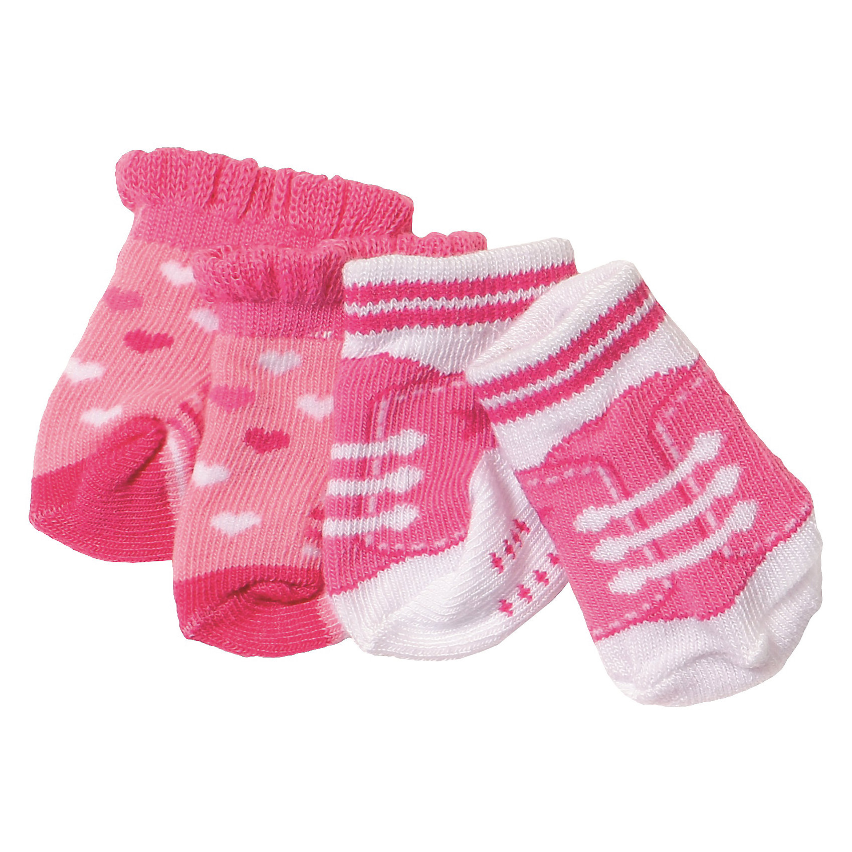 Носочки, 2 пары, BABY born Носочки, 2 пары, BABY bornКукольная одежда и аксессуары<br>Характеристики товара:<br><br>• возраст: от 3 лет;<br>• материал: текстиль;<br>• в комплекте: 2 пары носочков;<br>• размер упаковки: 14х12х1 см;<br>• вес упаковки: 15 гр.;<br>• страна производитель: Китай.<br><br>Носочки 2 пары Baby Born дополнят гардероб любимой куколки Baby Born и согреют ее в прохладное время. Носочки выполнены из качественного мягкого материала.<br><br>Носочки 2 пары Baby Born можно приобрести в нашем интернет-магазине.<br><br>Ширина мм: 120<br>Глубина мм: 10<br>Высота мм: 140<br>Вес г: 34<br>Возраст от месяцев: 36<br>Возраст до месяцев: 60<br>Пол: Женский<br>Возраст: Детский<br>SKU: 6835378