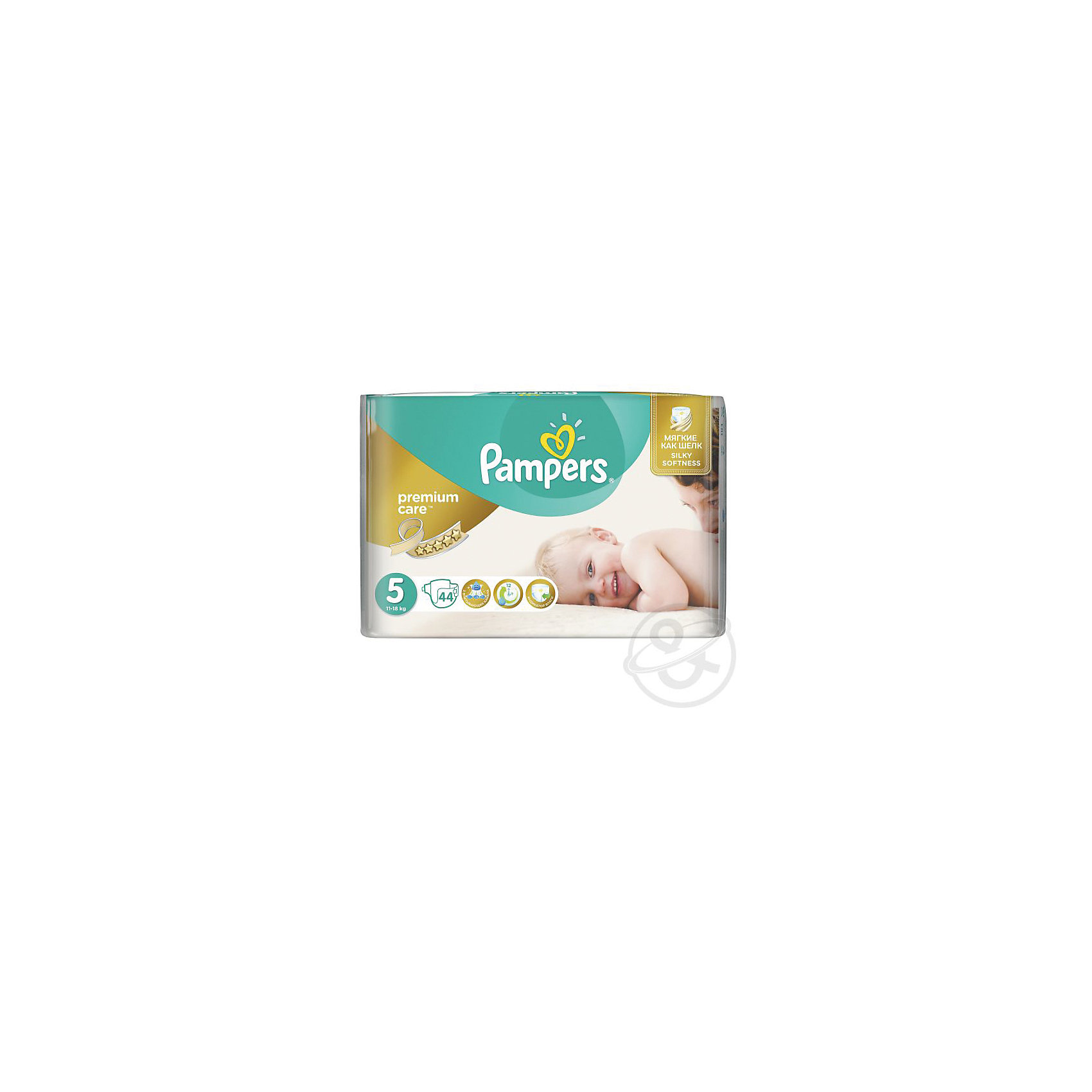 Подгузники Pampers Premium Care, 11-18 кг, 5 размер, 44 шт., Pampers Подгузники Pampers Premium Care, 11-18 кг, 5 размер, 44 шт., PampersПодгузники классические<br>Характеристики:<br><br>• Пол: универсальный<br>• Тип подгузника: одноразовый<br>• Коллекция: Premium Care<br>• Предназначение: для использования в любое время суток <br>• Размер: 5<br>• Вес ребенка: от 11 до 18 кг<br>• Количество в упаковке: 44 шт.<br>• Упаковка: пакет<br>• Размер упаковки: 30,5*12*23,1 см<br>• Вес в упаковке: 1 кг 147 г<br>• Эластичные застежки-липучки<br>• Подходят для чувствительной кожи<br>• Индикатор влаги<br>• Дышащие материалы<br>• Повышенные впитывающие свойства<br><br>Подгузники Pampers Premium Care, 11-18 кг, 5 размер, 44 шт., Pampers – это новейшая линейка детских подгузников от Pampers, которая сочетает в себе высокое качество и безопасность материалов, удобство использования и комфорт для нежной кожи малыша. Подгузники предназначены для детей весом до 18 кг. Инновационные технологии и современные материалы обеспечивают этим подгузникам дышащие свойства, что особенно важно для кожи малыша. <br><br>Три впитывающих слоя обеспечивают повышенные впитывающие качества, при этом верхний слой остается сухим и мягким. У подгузников предусмотрена эластичная мягкая резиночка на спинке. Широкие липучки с двух сторон обеспечивают надежную фиксацию. У подгузника предусмотрен индикатор сухости-влажности, полоска, которая по мере наполнения меняет цвет. Подгузник подходит как для мальчиков, так и для девочек. <br><br>Подгузники Pampers Premium Care, 11-18 кг, 5 размер, 44 шт., Pampers можно купить в нашем интернет-магазине.<br><br>Ширина мм: 431<br>Глубина мм: 245<br>Высота мм: 307<br>Вес г: 3083<br>Возраст от месяцев: 12<br>Возраст до месяцев: 24<br>Пол: Унисекс<br>Возраст: Детский<br>SKU: 6837467