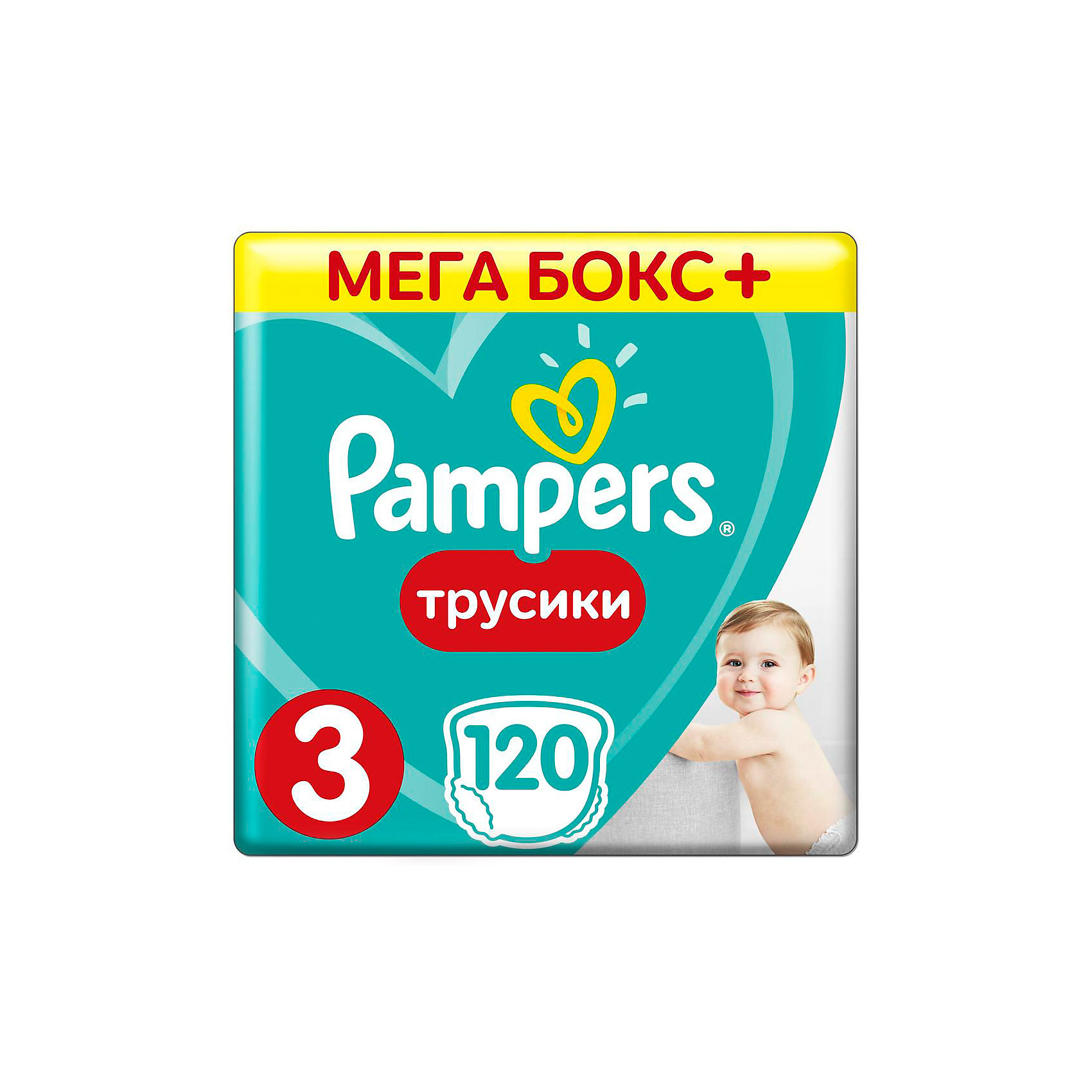 Трусики Pampers Pants, 6-11кг, размер 3, 120 шт., Pampers Трусики Pampers Pants, 6-11кг, размер 3, 120 шт., PampersТрусики-подгузники<br>Характеристики:<br><br>• Вид подгузника: трусики<br>• Пол: универсальный<br>• Тип подгузника: одноразовый<br>• Коллекция: Active Baby<br>• Предназначение: для ночного сна <br>• Размер: 3<br>• Вес ребенка: от 6 до 11 кг<br>• Количество в упаковке: 120 шт.<br>• Упаковка: картонная коробка<br>• Размер упаковки: 41*28,7*30,8 см<br>• Вес в упаковке: 3 кг 197 г<br>• Наружные боковые швы<br>• До 12 часов сухости<br>• Эластичные резинки <br>• Дышащие материалы<br>• Повышенные впитывающие свойства<br><br>Трусики Pampers Pants, 6-11 кг, размер 3, 120 шт., Pampers – это новейшая линейка детских подгузников от Pampers, которая сочетает в себе высокое качество и безопасность материалов, удобство использования и комфорт для нежной кожи малыша. Подгузники выполнены в виде трусиков и предназначены для детей весом до 11 кг. Инновационные технологии и современные материалы обеспечивают этим подгузникам Дышащие свойства, что особенно важно для кожи малыша. Повышенные впитывающие качества изделию обеспечивают специальные микрогранулы, сохраняя верхний слой сухим до 12 часов, именно поэтому эту линейку трусиков производитель рекомендует использовать для ночного сна. <br><br>У трусиков предусмотрена эластичная мягкая резиночка на спинке и манжеты на ножках, что защищает от протекания. Боковые наружные швы не натирают нежную кожу малыша, легко разрываются при смене трусиков. Сзади имеется клейкая лента, которая позволяет зафиксировать свернутые после использования трусики. Трусики подходит как для мальчиков, так и для девочек. <br><br>Трусики Pampers Pants, 6-11 кг, размер 3, 120 шт., Pampers можно купить в нашем интернет-магазине.<br><br>Ширина мм: 431<br>Глубина мм: 245<br>Высота мм: 307<br>Вес г: 3083<br>Возраст от месяцев: 6<br>Возраст до месяцев: 12<br>Пол: Унисекс<br>Возраст: Детский<br>SKU: 6837468