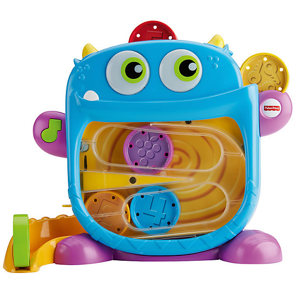 Игрушка Fisher Price Голодный монстрик Игрушка Fisher Price Голодный монстрикСортеры<br>Характеристики товара:<br><br>• возраст: 9 мес. и старше<br>• свет/звук<br>• материал: пластик;<br>• упаковка: коробка открытого типа;<br>• в наборе 6 дисков, чтобы кормить монстрика <br>• страна бренда: США<br><br>Кто здесь голодный, кого покормить? Это он, жующий монстрик! Благодаря двум отверстиям для еды, малыш может кормить монстра вкусным миксом из ярких угощений и смотреть, как те скатываются в животик монстра и вниз по хвосту, издавая смешные звуки! Чав, чав! Когда он жует, его глаза светятся. А когда время кормления подошло к концу, просто отодвиньте дверцу возле его хвоста, чтобы хранить угощения внутри. <br><br>Вставляйте разноцветные диски в голову монстрика и смотрите, как те скатываются в его животик и хвост. Малыша вознаграждают веселые звуки жевания и светящиеся глаза монстрика. Используйте дверцу на его хвосте, чтобы хранить диски внутри.<br><br>Малыш понимает, что бросая диски в сортер активируется подсветка в глазах монстирка, и это побуждает малыша с нетерпением ждать новых открытий! По мере того, как ребенок практикует свои навыки кормления монстра, он начинает делать это быстрее, тем самым повышая собственную самооценку.<br><br>Ширина мм: 314<br>Глубина мм: 282<br>Высота мм: 111<br>Вес г: 1099<br>Возраст от месяцев: 9<br>Возраст до месяцев: 24<br>Пол: Унисекс<br>Возраст: Детский<br>SKU: 6838621